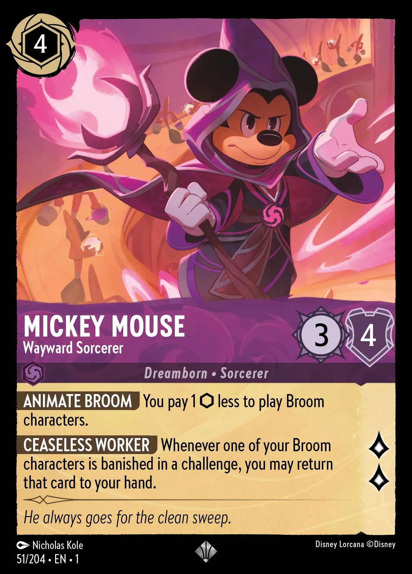 Mickey Mouse - Wayward Sorcerer | The First Chapter #51 (Near Mint Foil) | Disney Lorcana Single Australia (Near Mint)