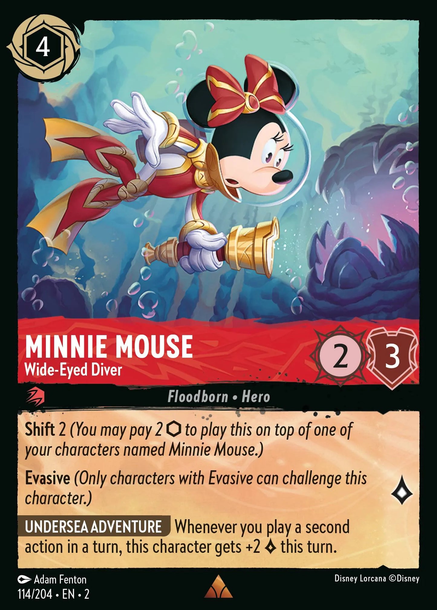 Minnie Mouse - Wide-Eyed Diver | Rise of the Floodborn #114 (Near Mint) | Disney Lorcana Single Australia (Near Mint)