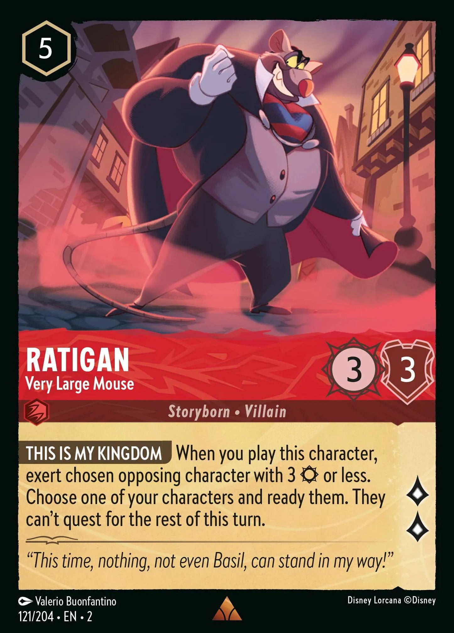 Ratigan - Very Large Mouse | Rise of the Floodborn #121 (Near Mint) | Disney Lorcana Single Australia (Near Mint)