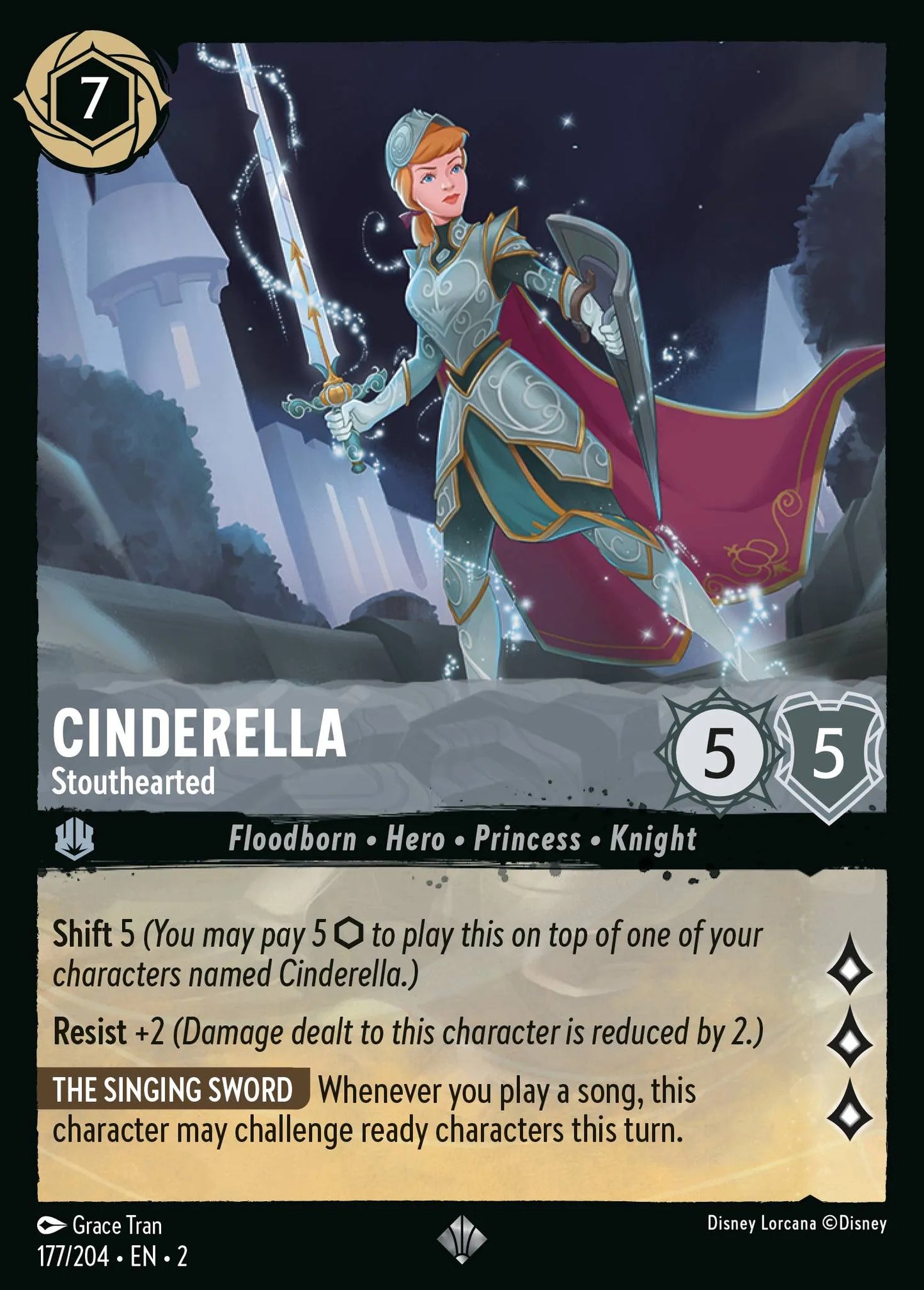 Cinderella - Stouthearted | Rise of the Floodborn #177 (Near Mint Foil) | Disney Lorcana Single Australia (Near Mint)