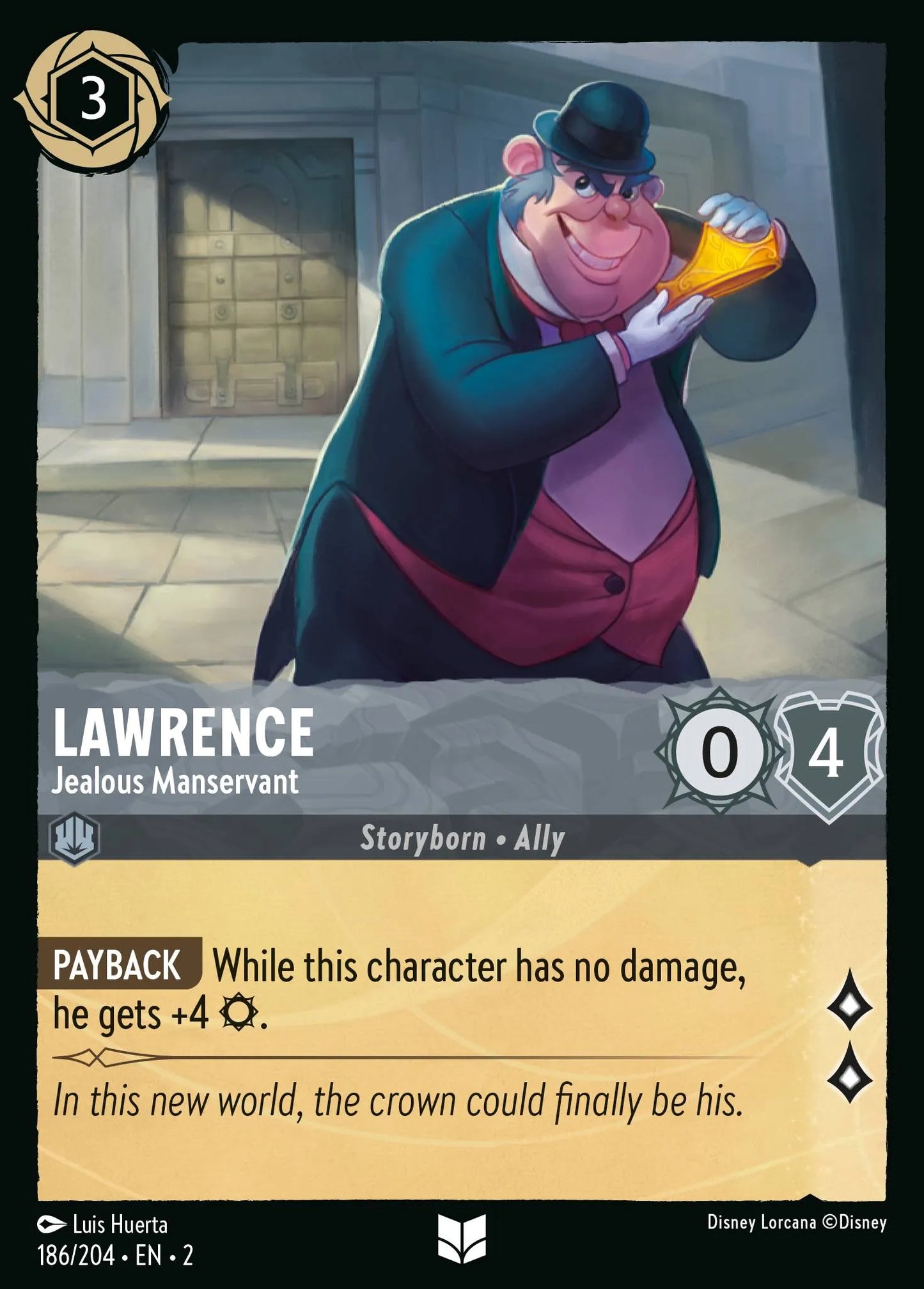 Lawrence - Jealous Manservant | Rise of the Floodborn #186 (Near Mint Foil) | Disney Lorcana Single Australia (Near Mint)