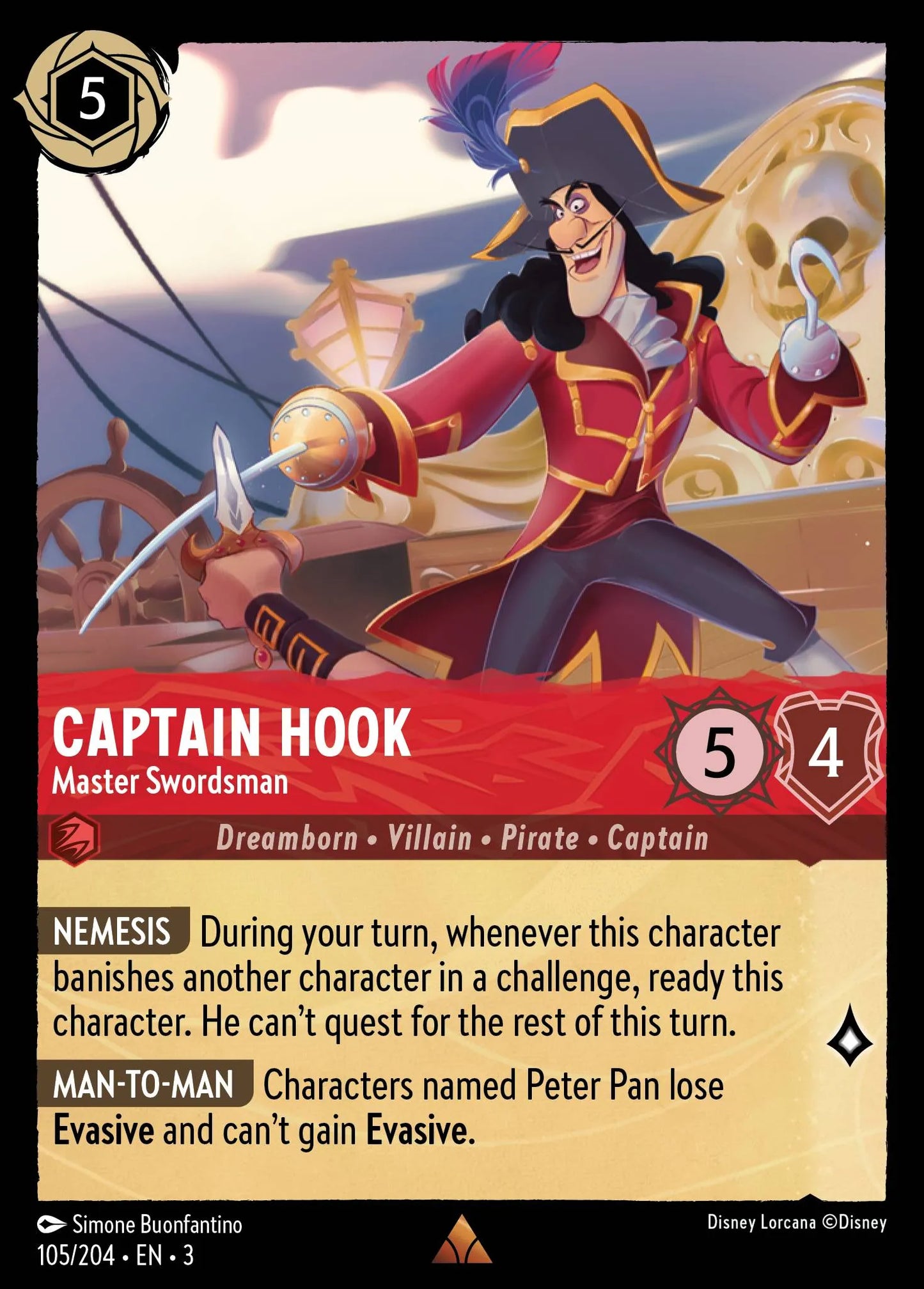Captain Hook - Master Swordsman | Into the Inklands #105 (Near Mint) | Disney Lorcana Single Australia (Near Mint)
