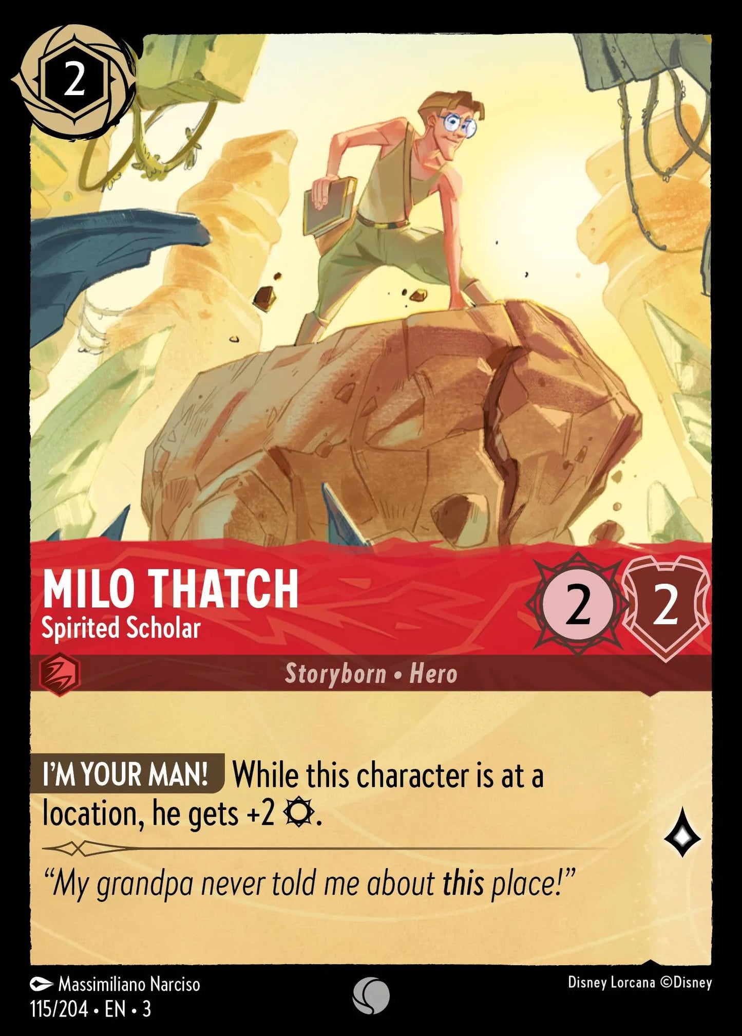Milo Thatch - Spirited Scholar | Into the Inklands #115 (Near Mint) | Disney Lorcana Single Australia (Near Mint)