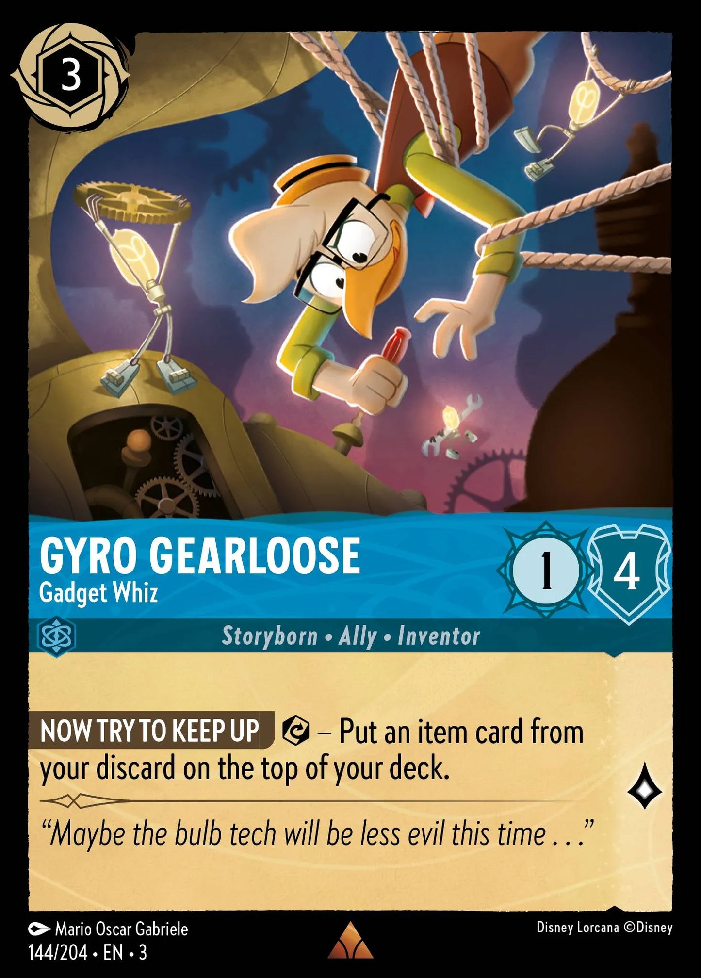 Gyro Gearloose - Gadget Whiz | Into the Inklands #144 (Near Mint) | Disney Lorcana Single Australia (Near Mint)
