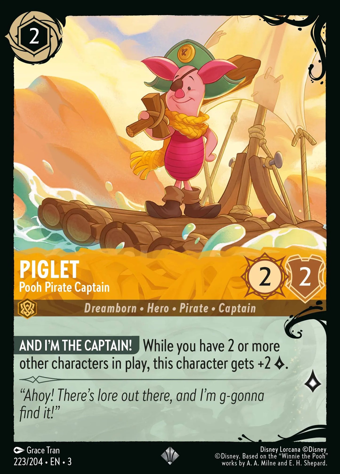 Piglet - Pooh Pirate Captain | Into the Inklands #223 (Near Mint) | Disney Lorcana Single Australia (Near Mint)