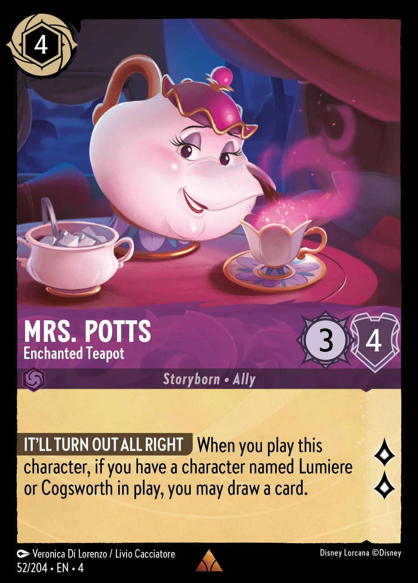 Mrs. Potts - Enchanted Teapot Disney Lorcana card