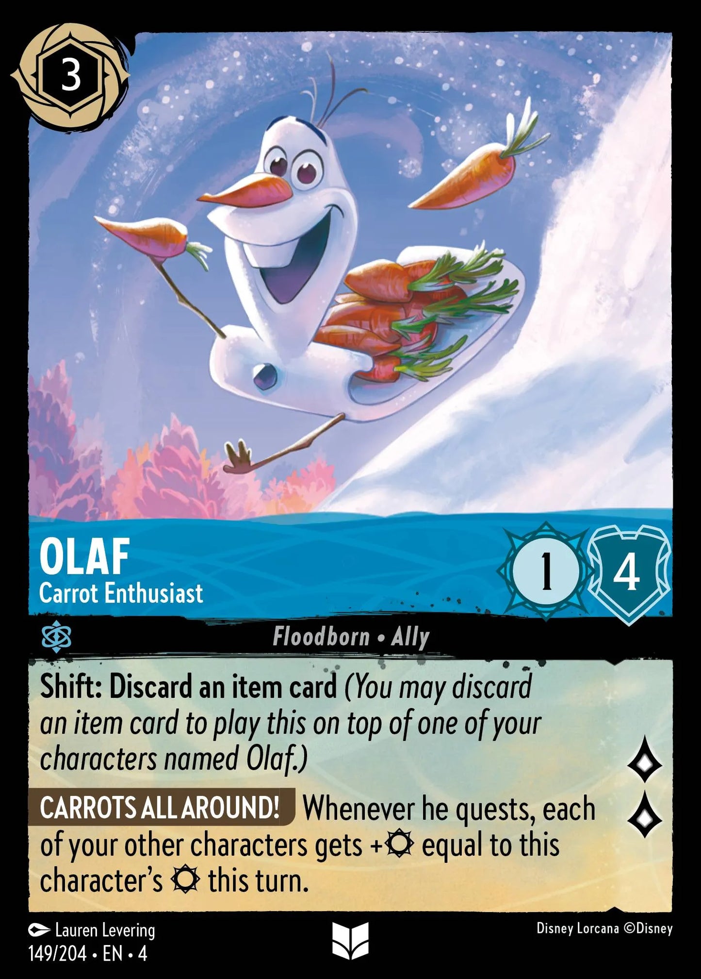 Olaf - Carrot Enthusiast Disney Lorcana card