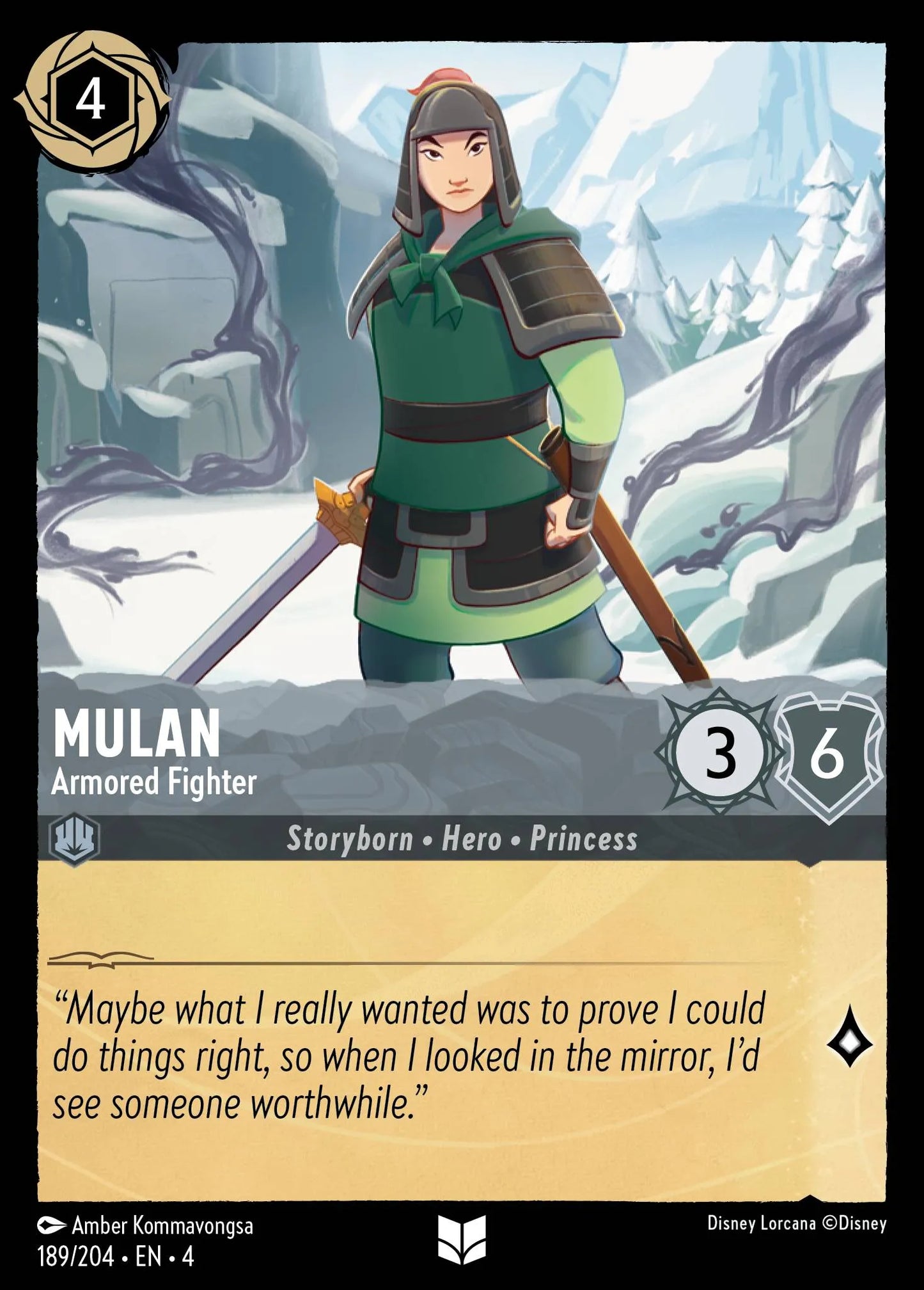 Mulan - Armored Fighter | Ursula's Return #189 (Near Mint Foil) | Disney Lorcana Single Australia (Near Mint)