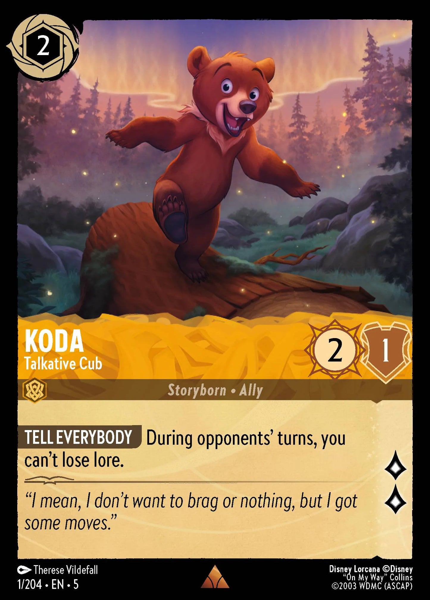 Koda - Talkative Cub | Shimmering Skies #1 (Near Mint) | Disney Lorcana Single Australia (Near Mint)
