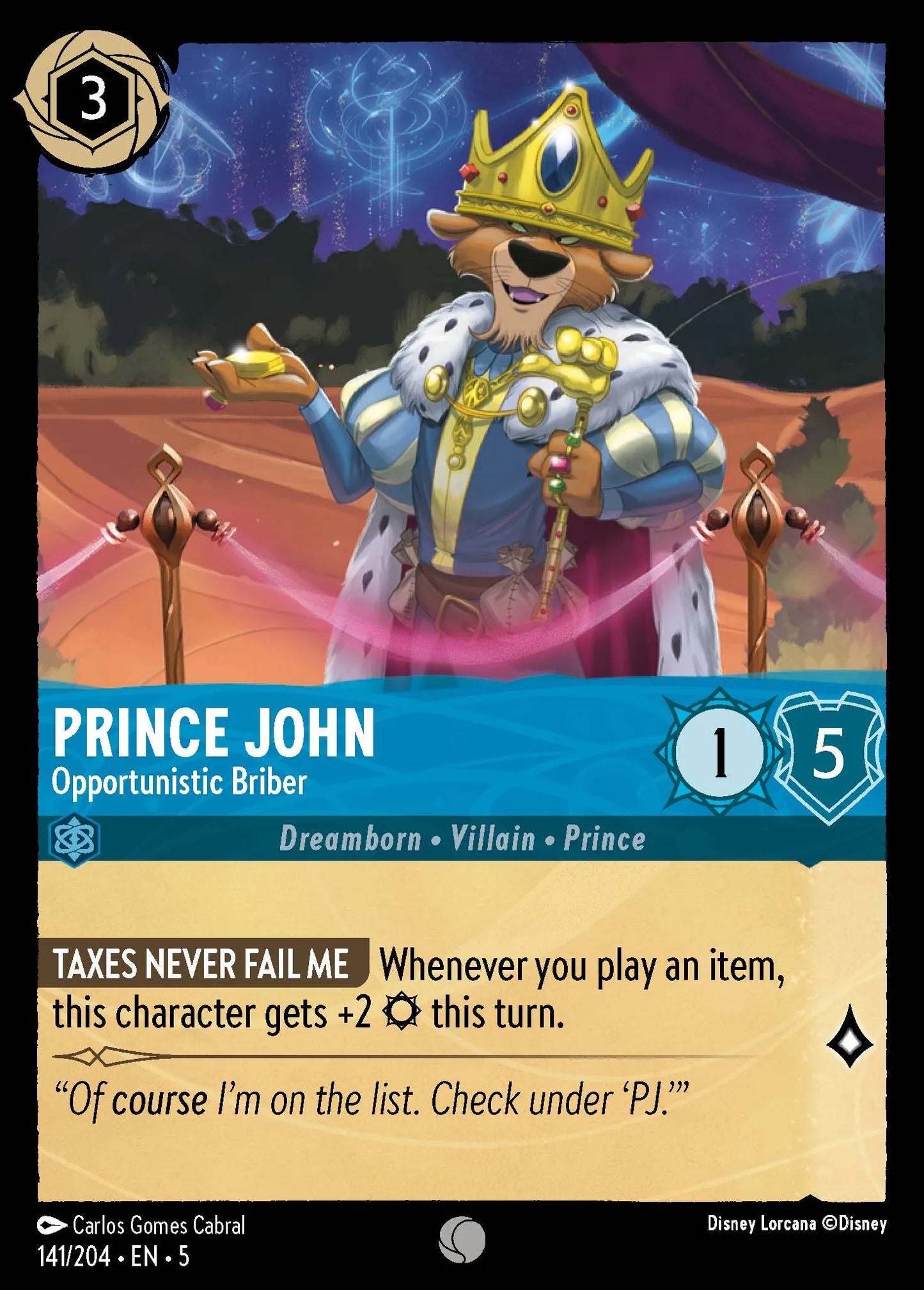 Prince John - Opportunistic Briber | Shimmering Skies #141 (Near Mint Foil) | Disney Lorcana Single Australia (Near Mint)