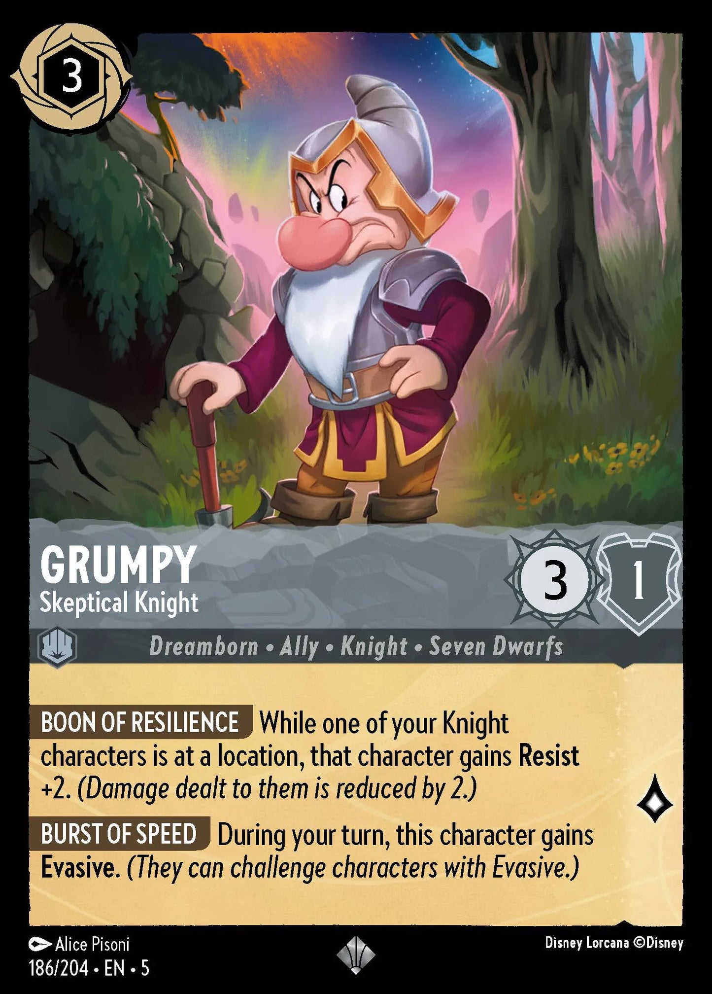 Grumpy - Skeptical Knight | Shimmering Skies #186 (Near Mint) | Disney Lorcana Single Australia (Near Mint)
