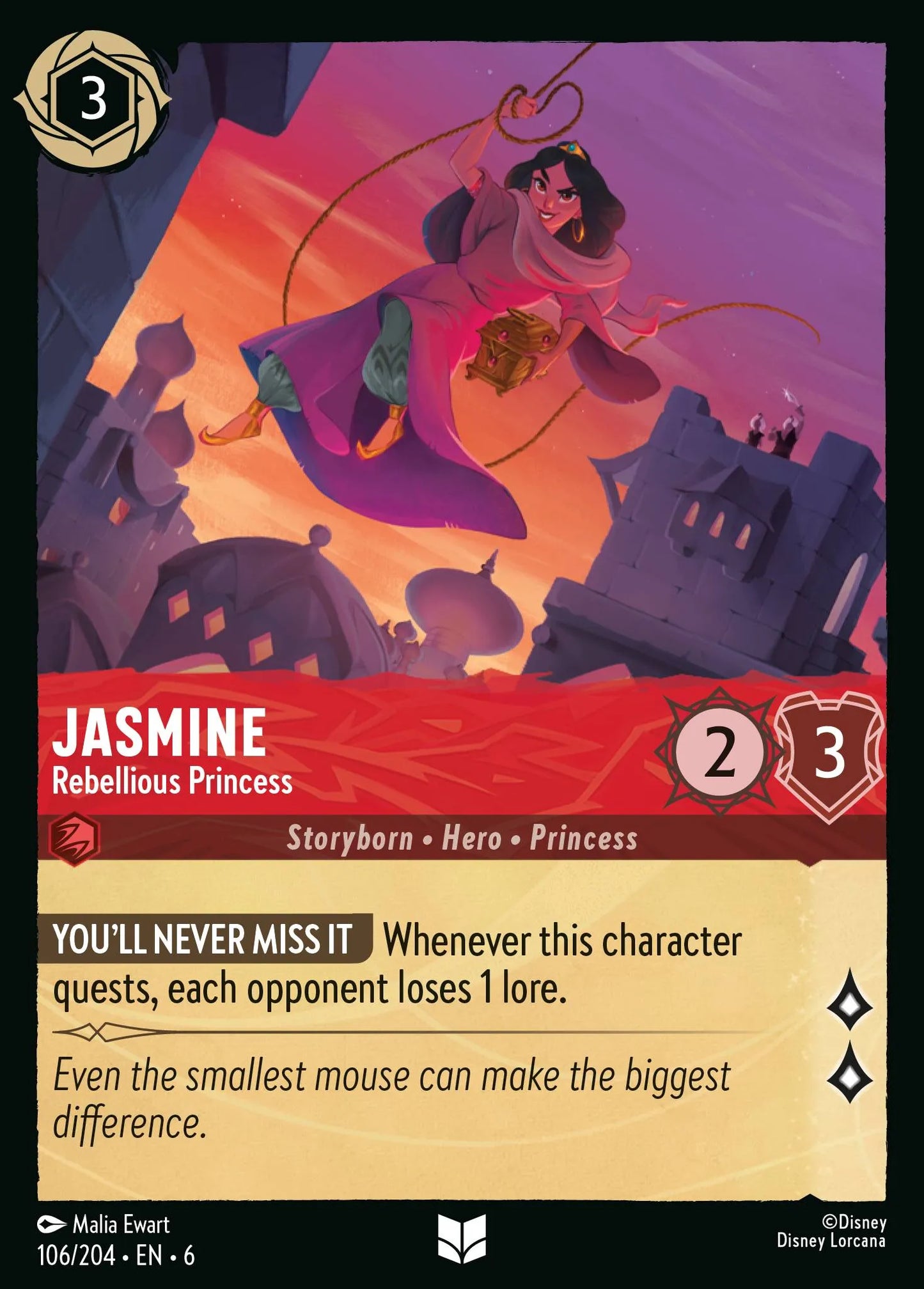 Jasmine - Rebellious Princess | Azurite Sea #106 (Near Mint) | Disney Lorcana Single Australia (Near Mint)