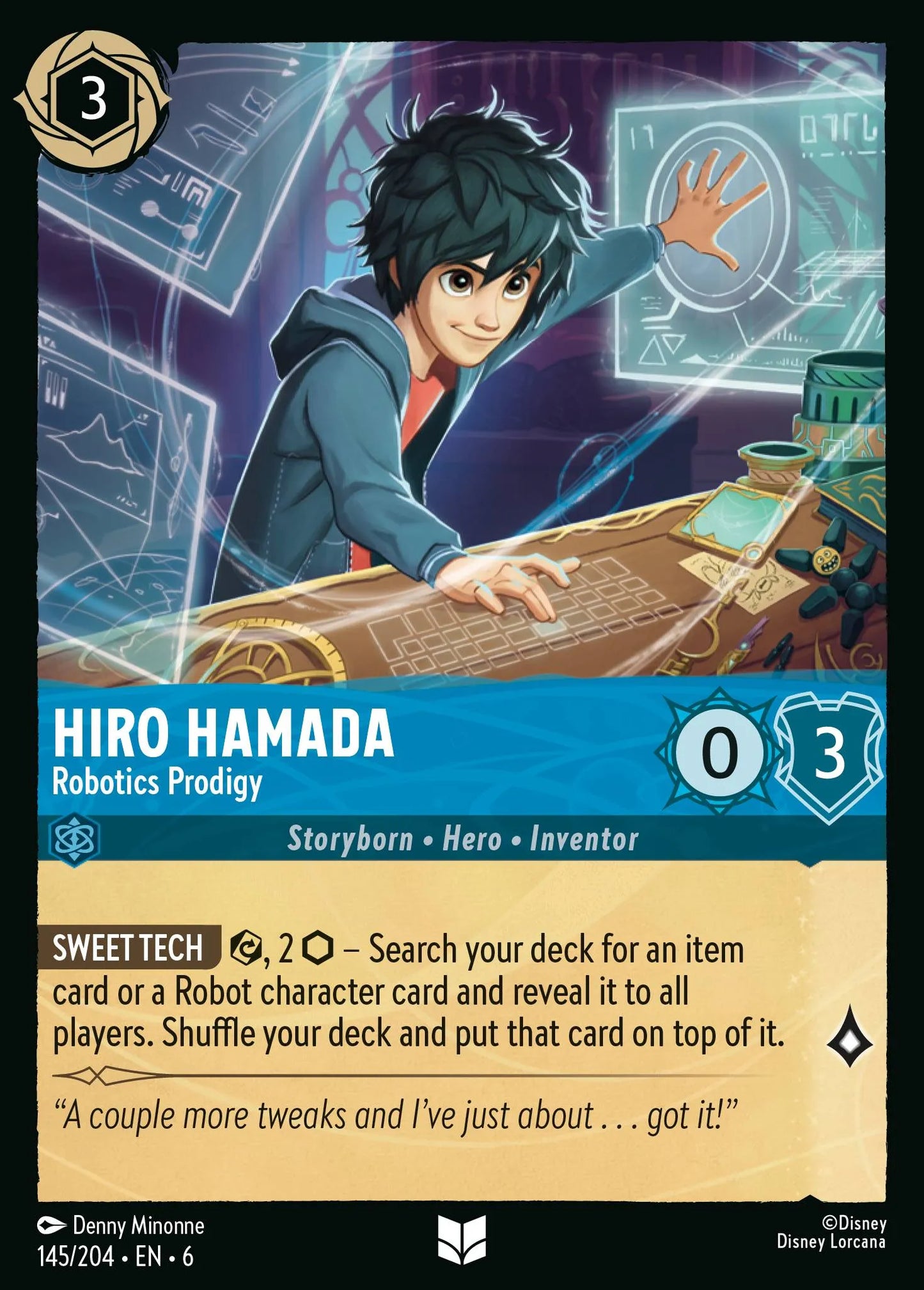 Hiro Hamada - Robotics Prodigy | Azurite Sea #145 (Near Mint) | Disney Lorcana Single Australia (Near Mint)