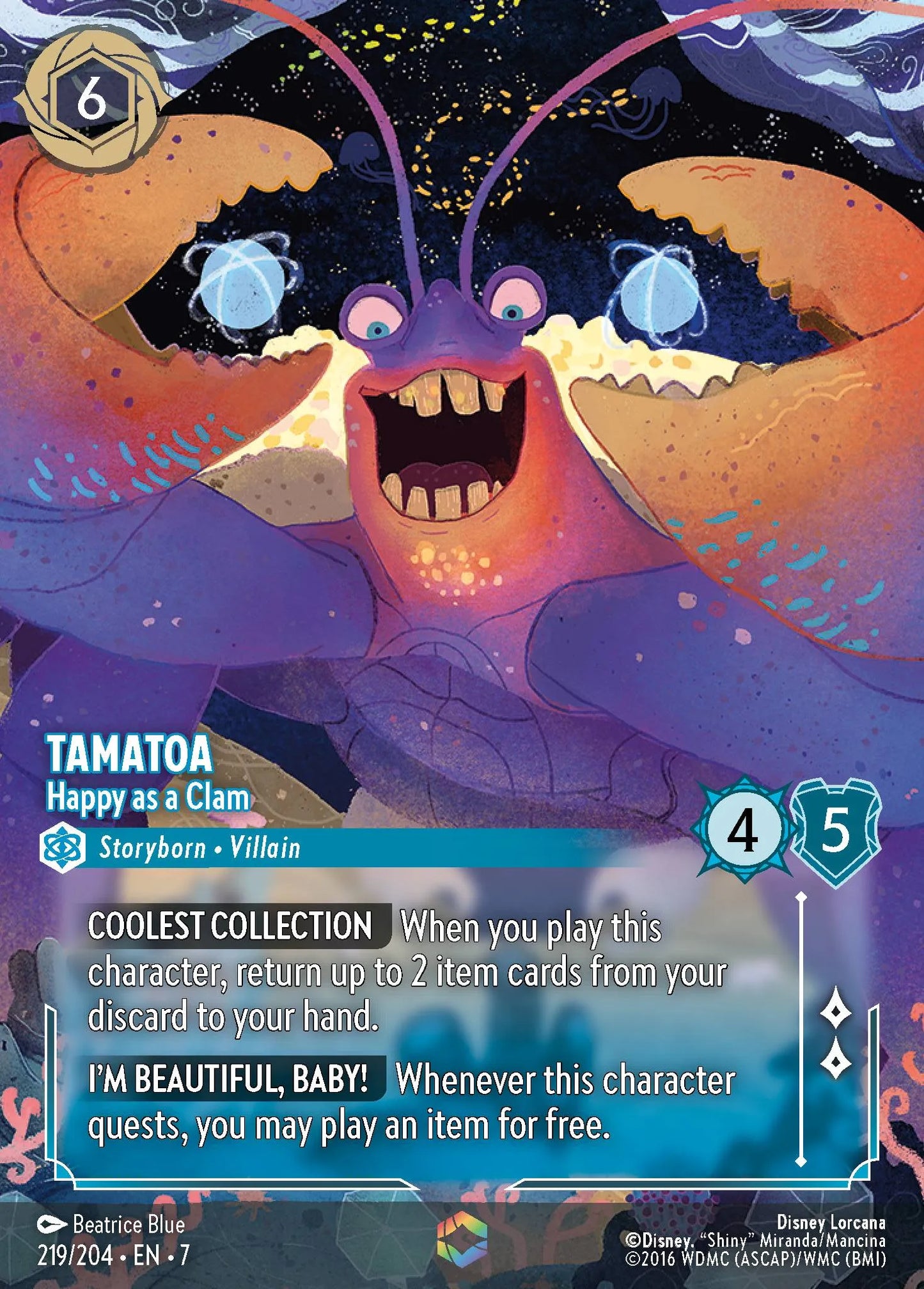 Tamatoa - Happy as a Clam | Archazia's Island #219 (Near Mint) | Disney Lorcana Single Australia (Near Mint)
