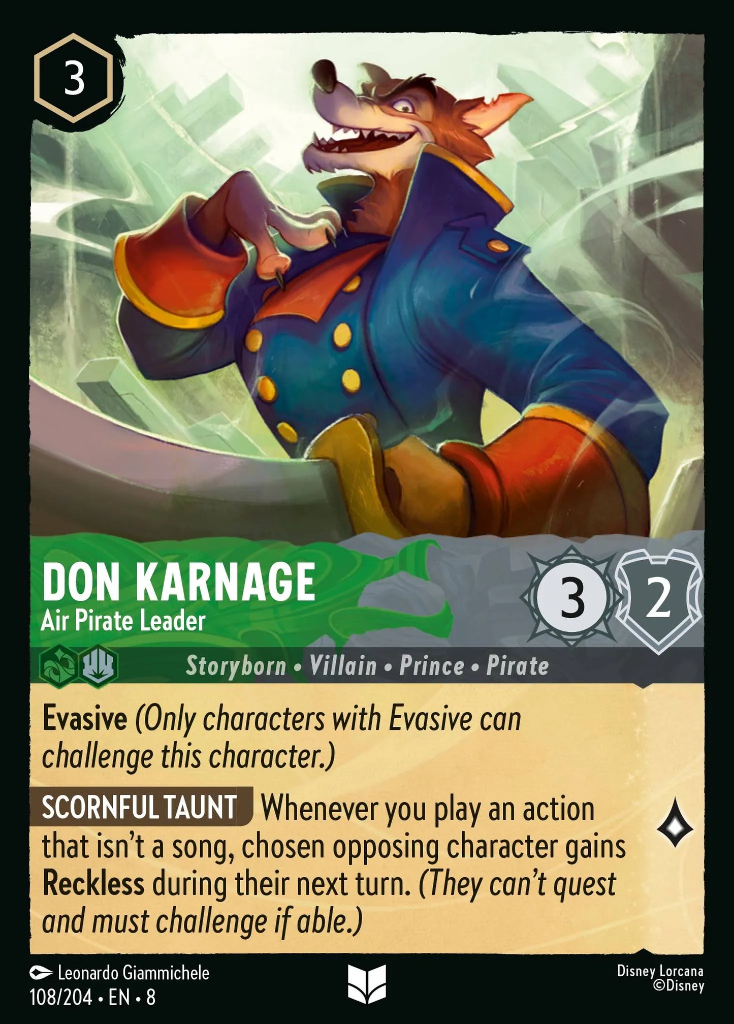 Don Karnage - Air Pirate Leader | Reign of Jafar #108 (Near Mint Foil) | Disney Lorcana Single Australia (Near Mint)