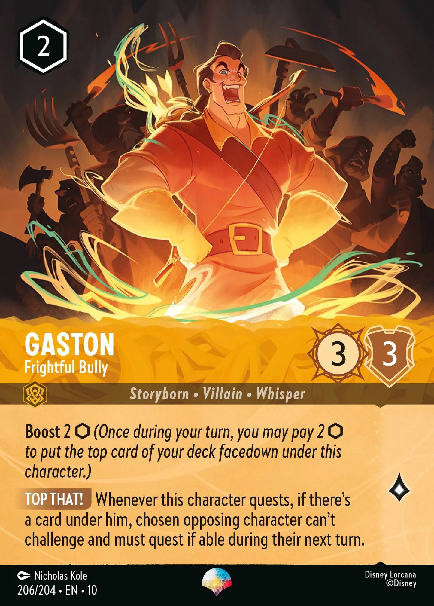 Gaston - Frightful Bully | Whispers in the Well #206 (Near Mint Foil) | Disney Lorcana Single Australia (Near Mint)
