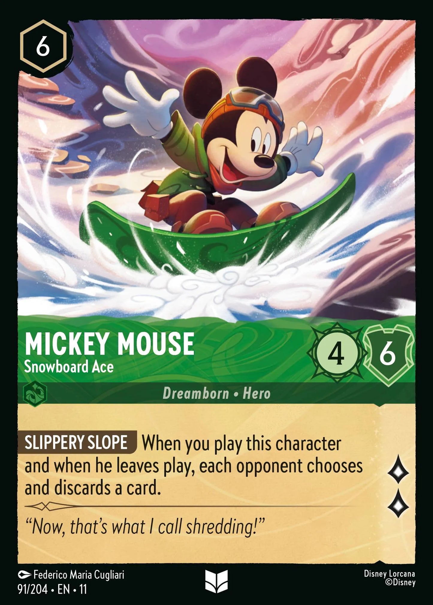 Mickey Mouse - Snowboard Ace | Winterspell #91 (Near Mint Foil) | Disney Lorcana Single Australia (Near Mint)