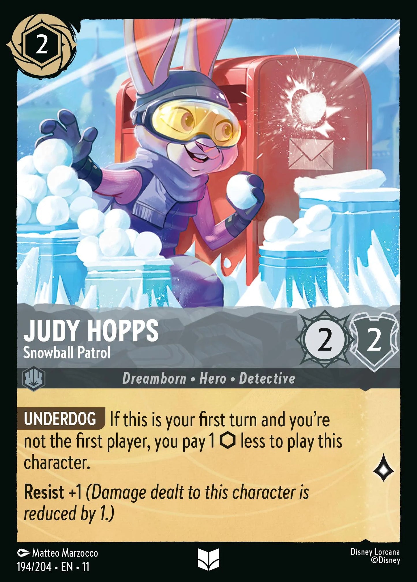 Judy Hopps - Snowball Patrol | Winterspell #194 (Near Mint Foil) | Disney Lorcana Single Australia (Near Mint)