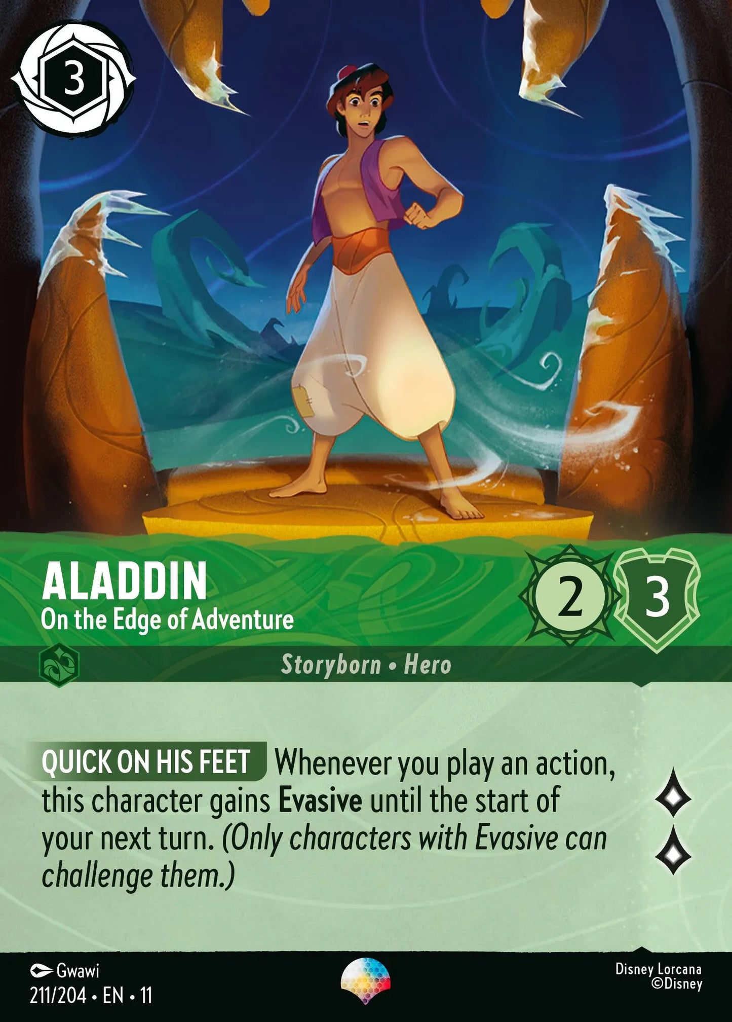 Aladdin - On the Edge of Adventure | Winterspell #211 (Near Mint Foil) | Disney Lorcana Single Australia (Near Mint)