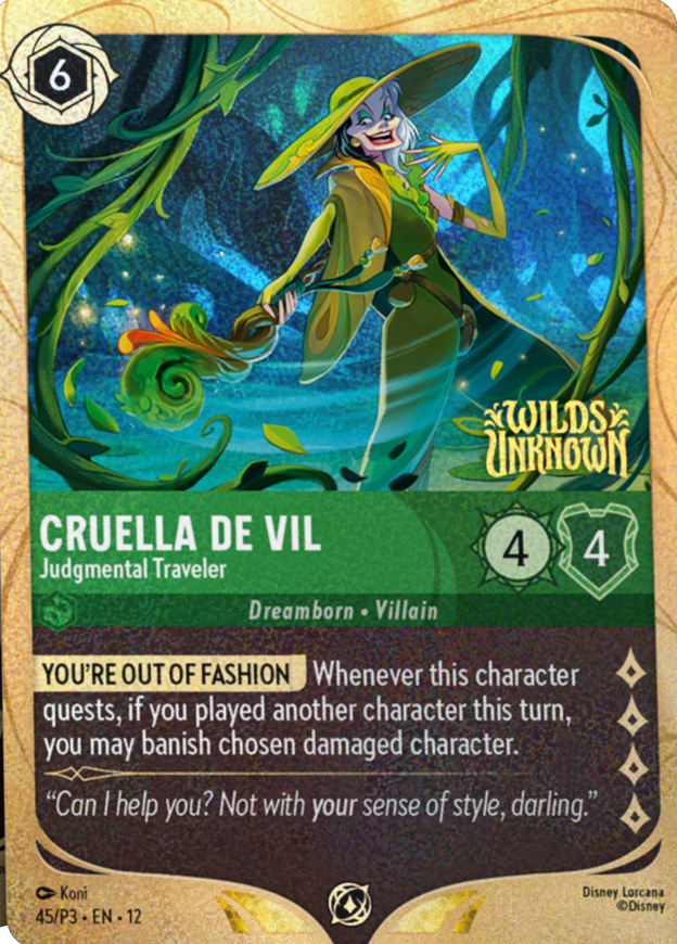 Cruella De Vil - Judgmental Traveler | Wilds Unknown Organized Play promo Promo (45/P3·EN·12) | Disney Lorcana Single Australia (Near Mint)