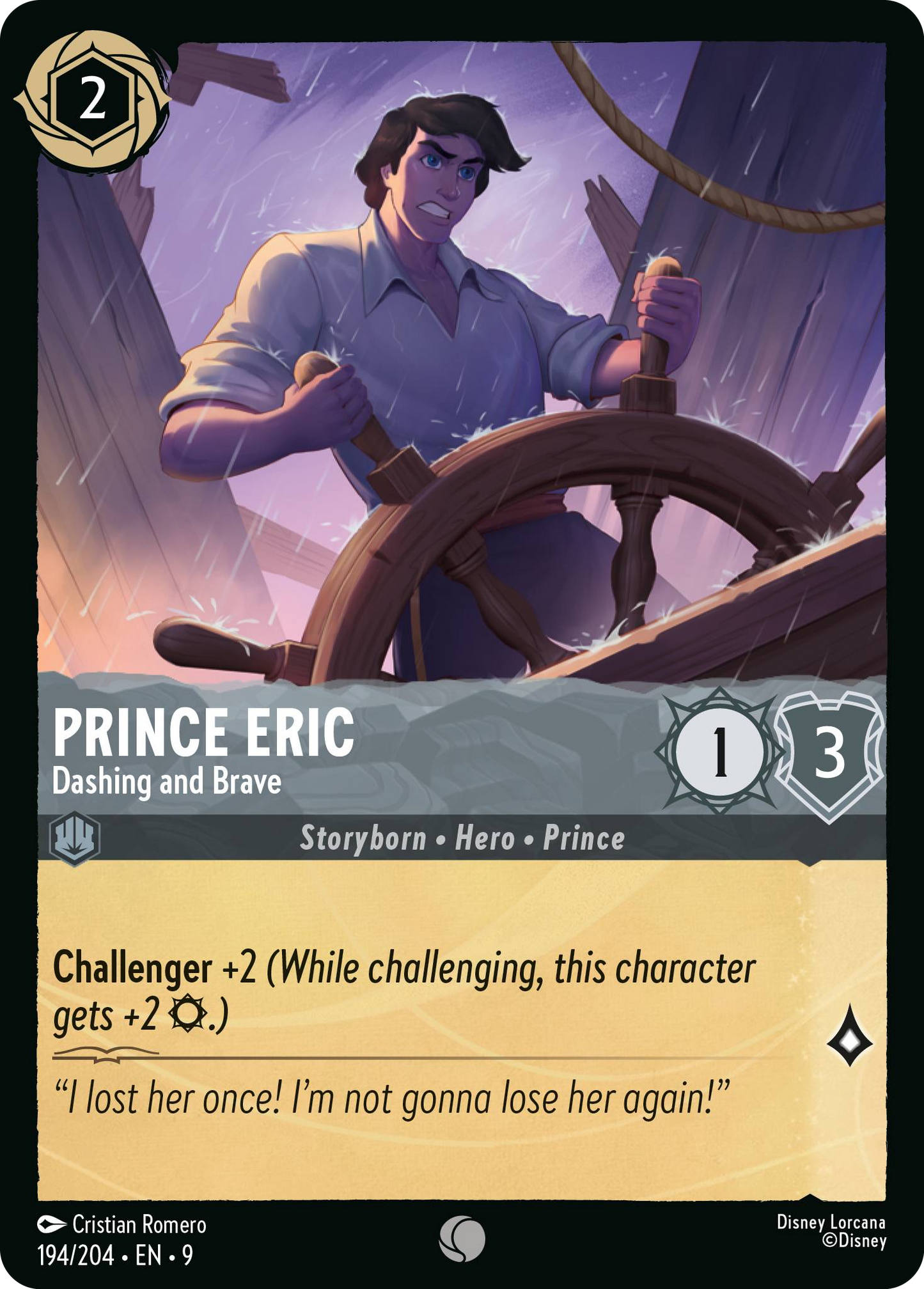 Prince Eric - Dashing and Brave | Fabled #194 (Near Mint) | Disney Lorcana Single Australia (Near Mint)