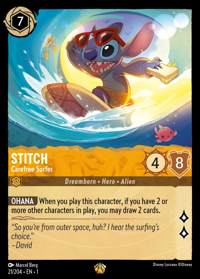 Stitch - Carefree Surfer | The First Chapter #21 (Near Mint Foil) | Disney Lorcana Single Australia (Near Mint)