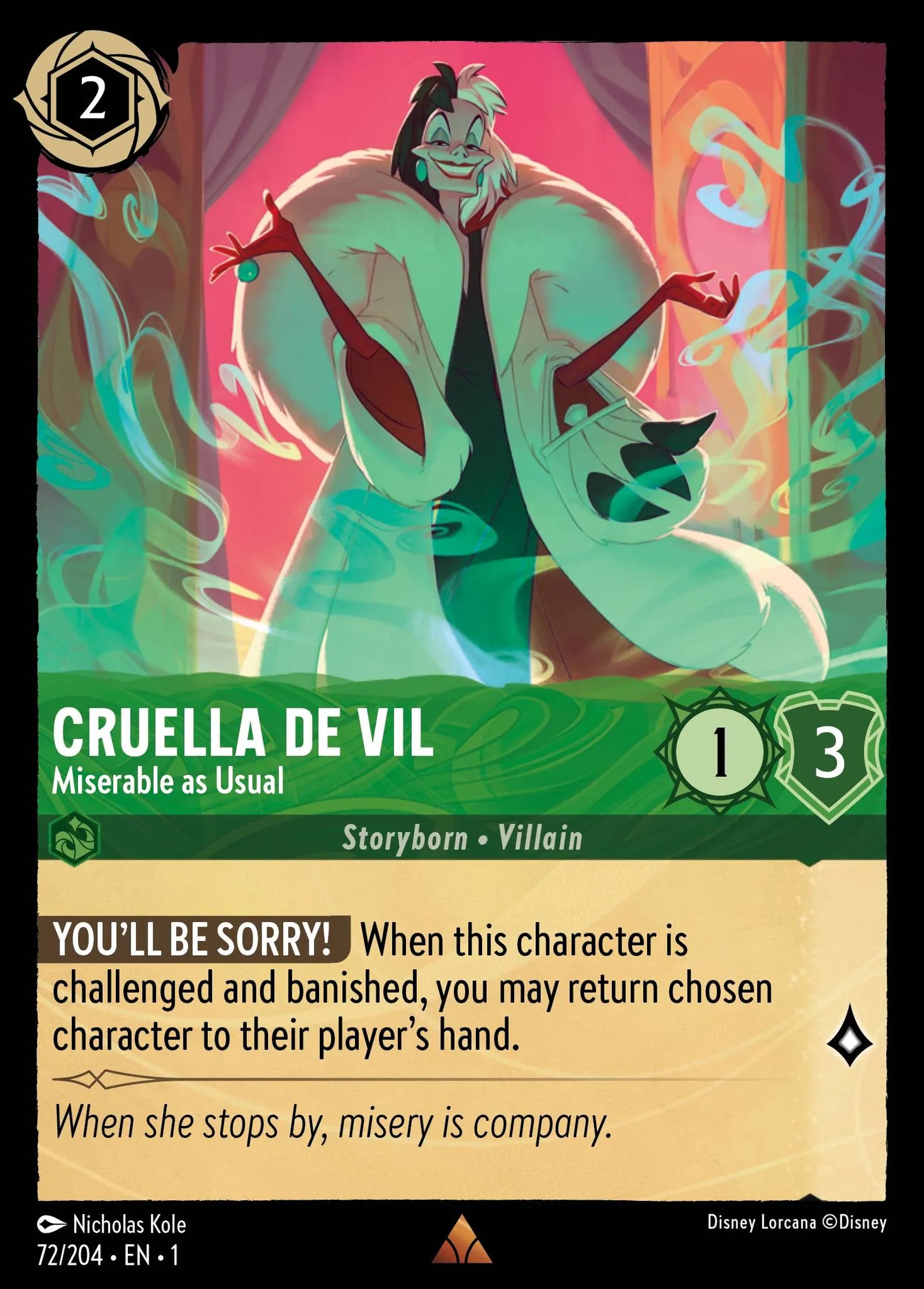 Cruella De Vil - Miserable as Usual | The First Chapter #72 (Near Mint Foil) | Disney Lorcana Single Australia (Near Mint)