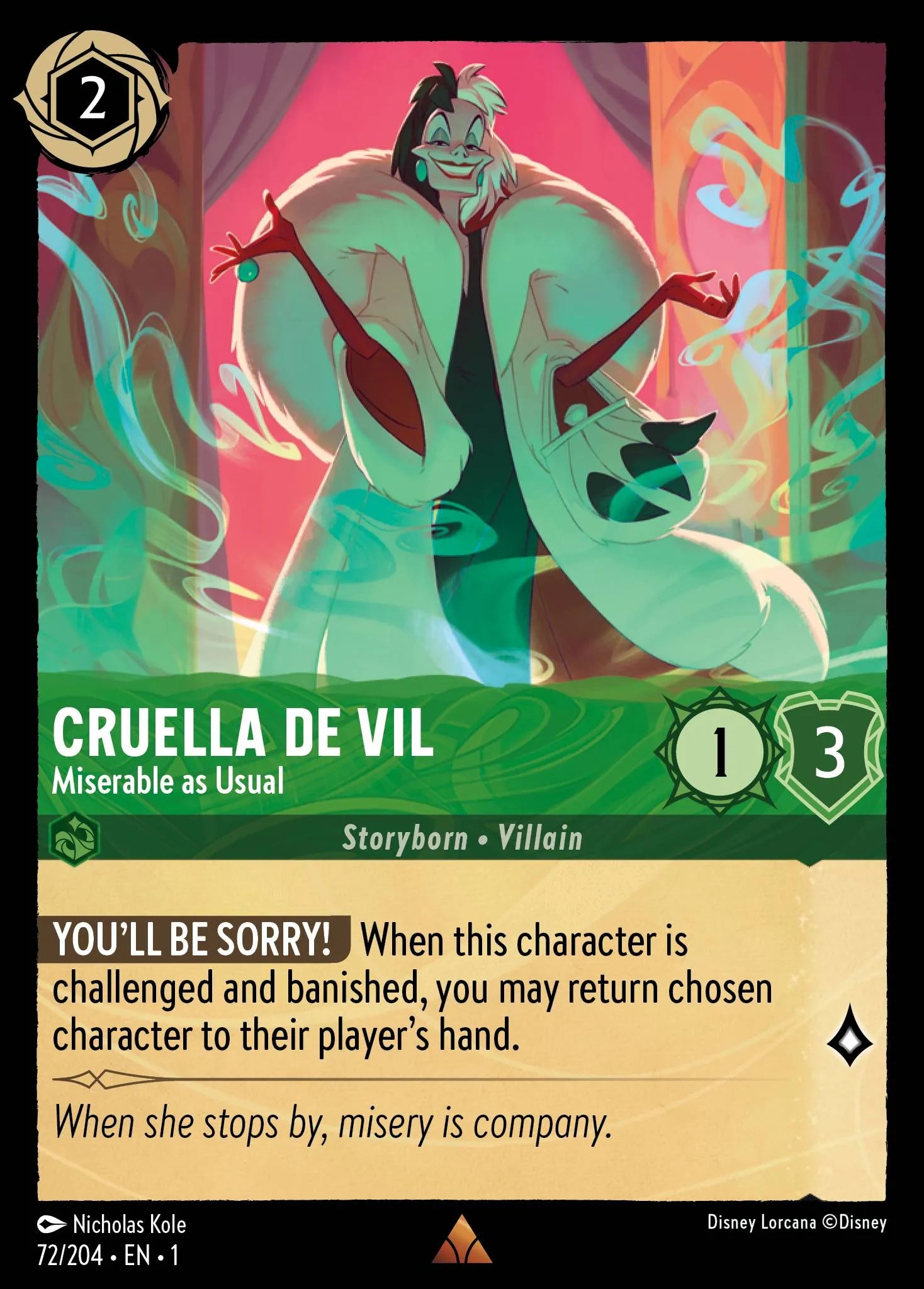 Cruella De Vil - Miserable as Usual | The First Chapter #72 (Near Mint Foil) | Disney Lorcana Single Australia (Near Mint)