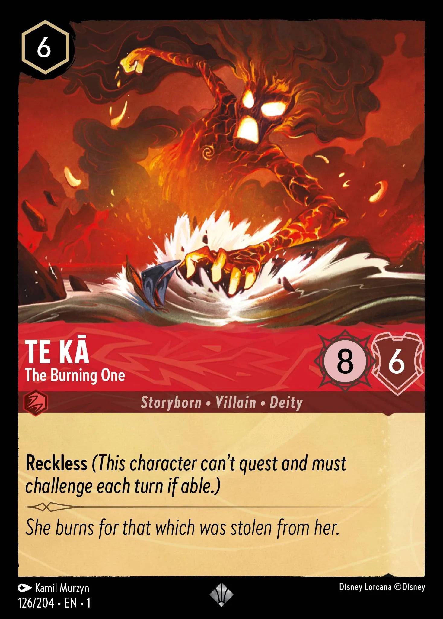 Te Kā - The Burning One | The First Chapter #126 (Near Mint) | Disney Lorcana Single Australia (Near Mint)