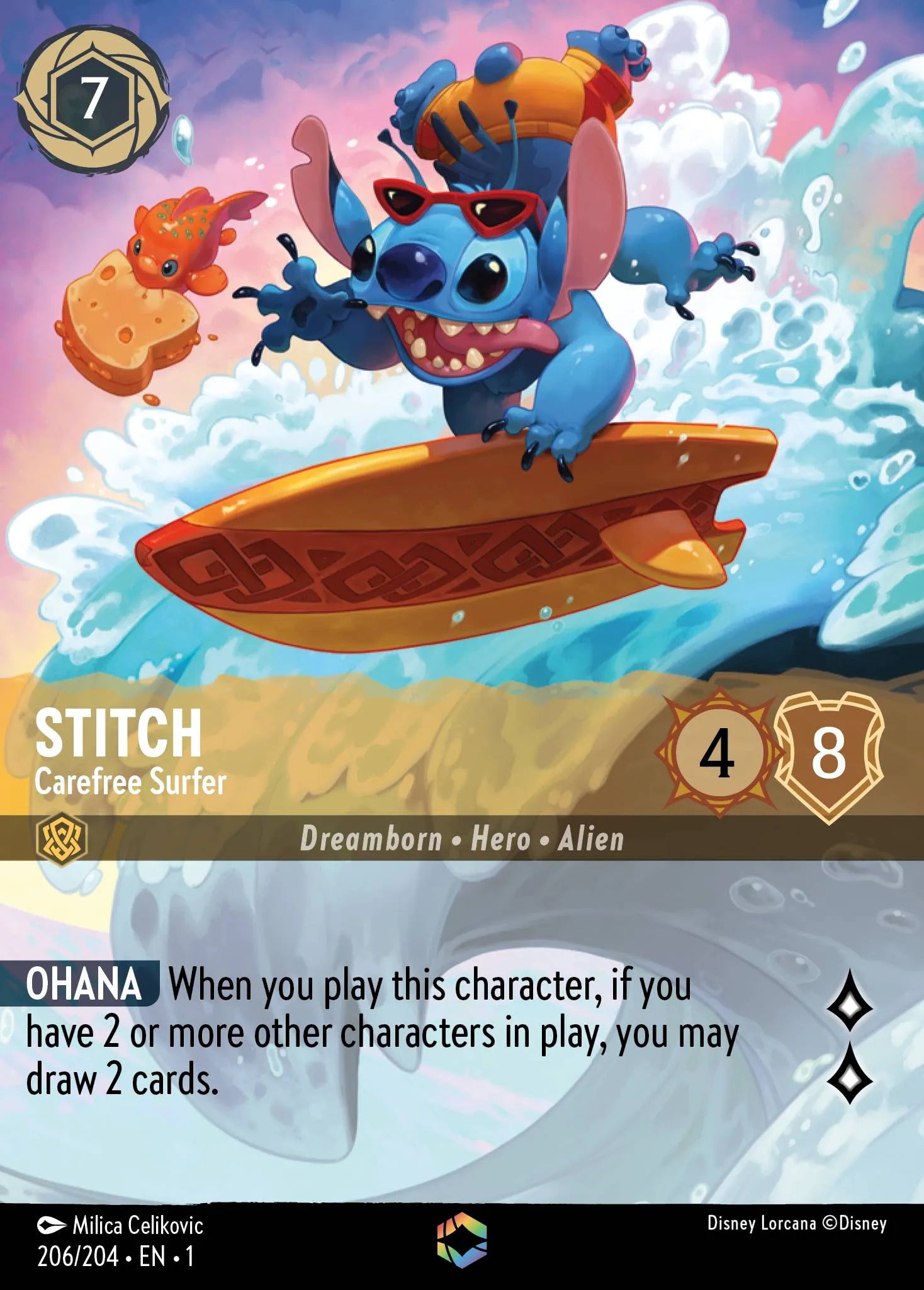 Stitch - Carefree Surfer | The First Chapter #206 (Near Mint) | Disney Lorcana Single Australia (Near Mint)