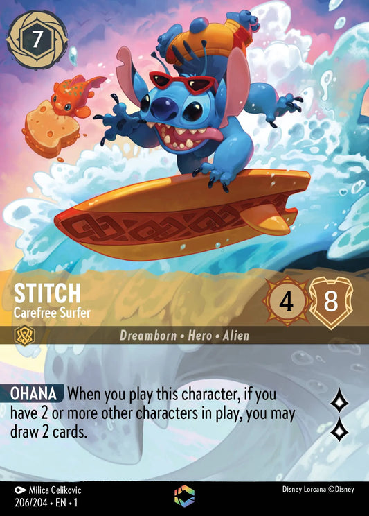 Stitch - Carefree Surfer | The First Chapter #206 (Near Mint) | Disney Lorcana Single Australia (Near Mint)
