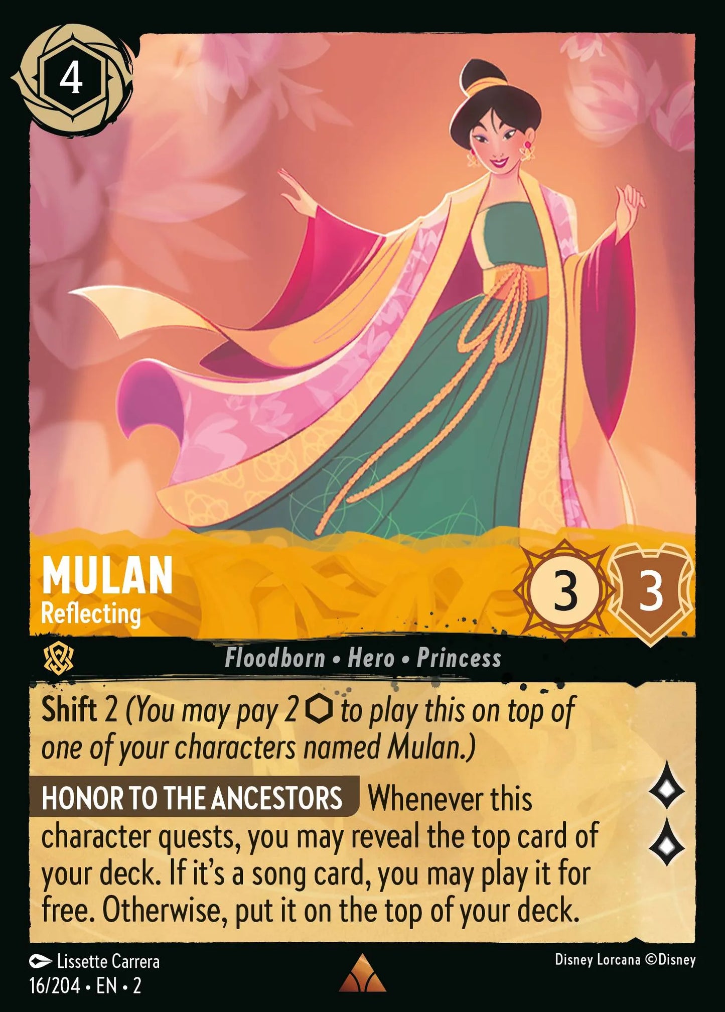 Mulan - Reflecting | Rise of the Floodborn #16 (Near Mint) | Disney Lorcana Single Australia (Near Mint)