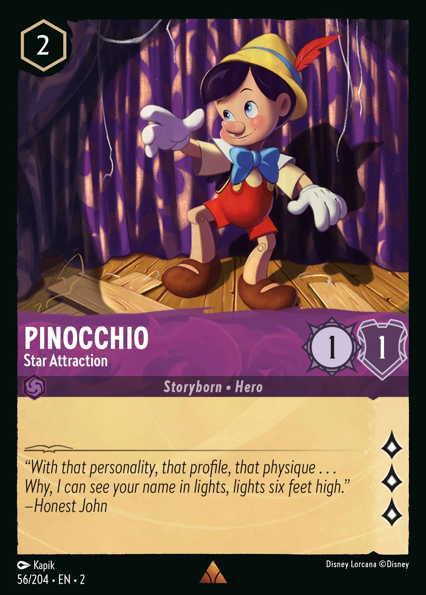 Pinocchio - Star Attraction | Rise of the Floodborn #56 (Near Mint) | Disney Lorcana Single Australia (Near Mint)