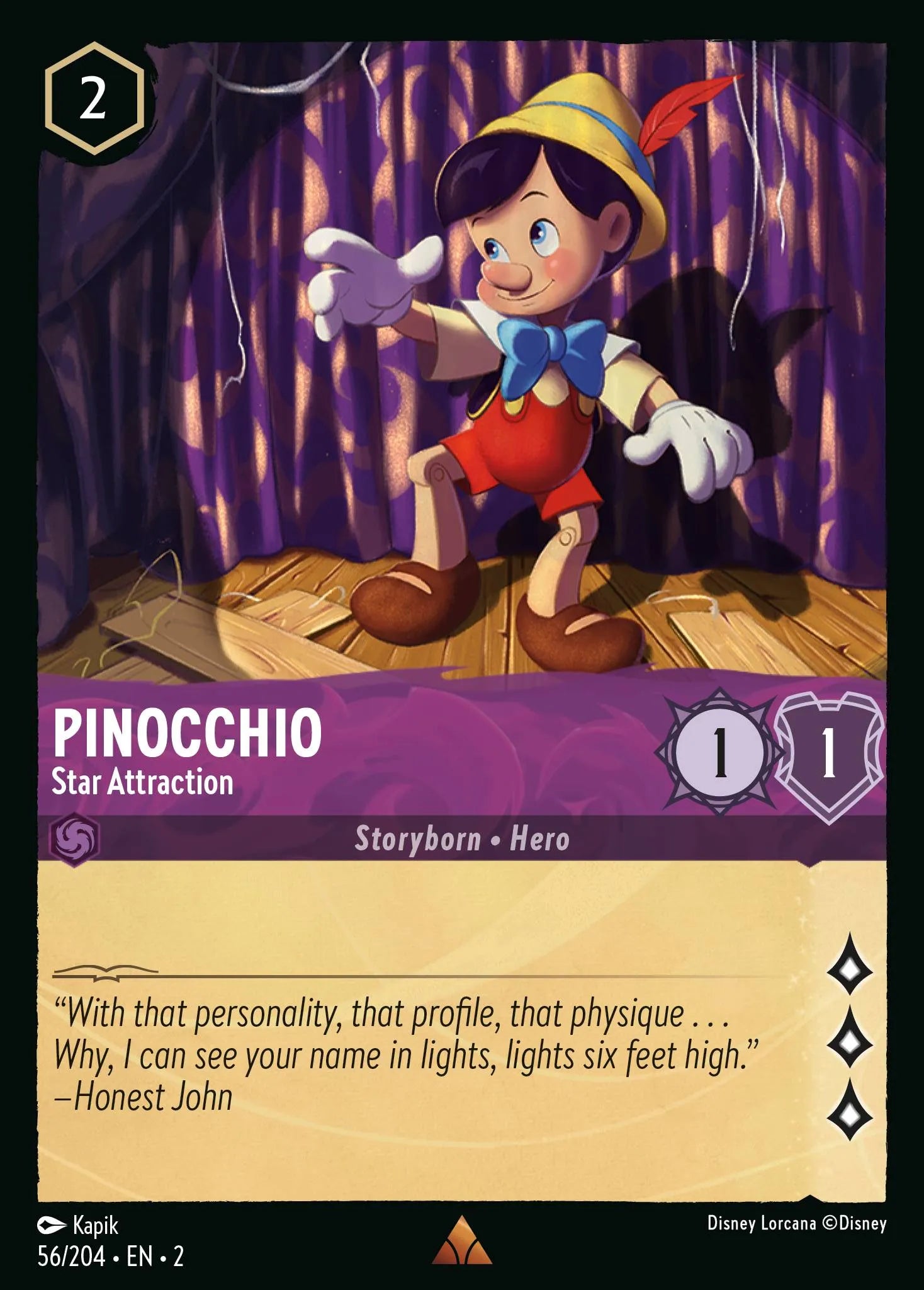 Pinocchio - Star Attraction | Rise of the Floodborn #56 (Near Mint Foil) | Disney Lorcana Single Australia (Near Mint)