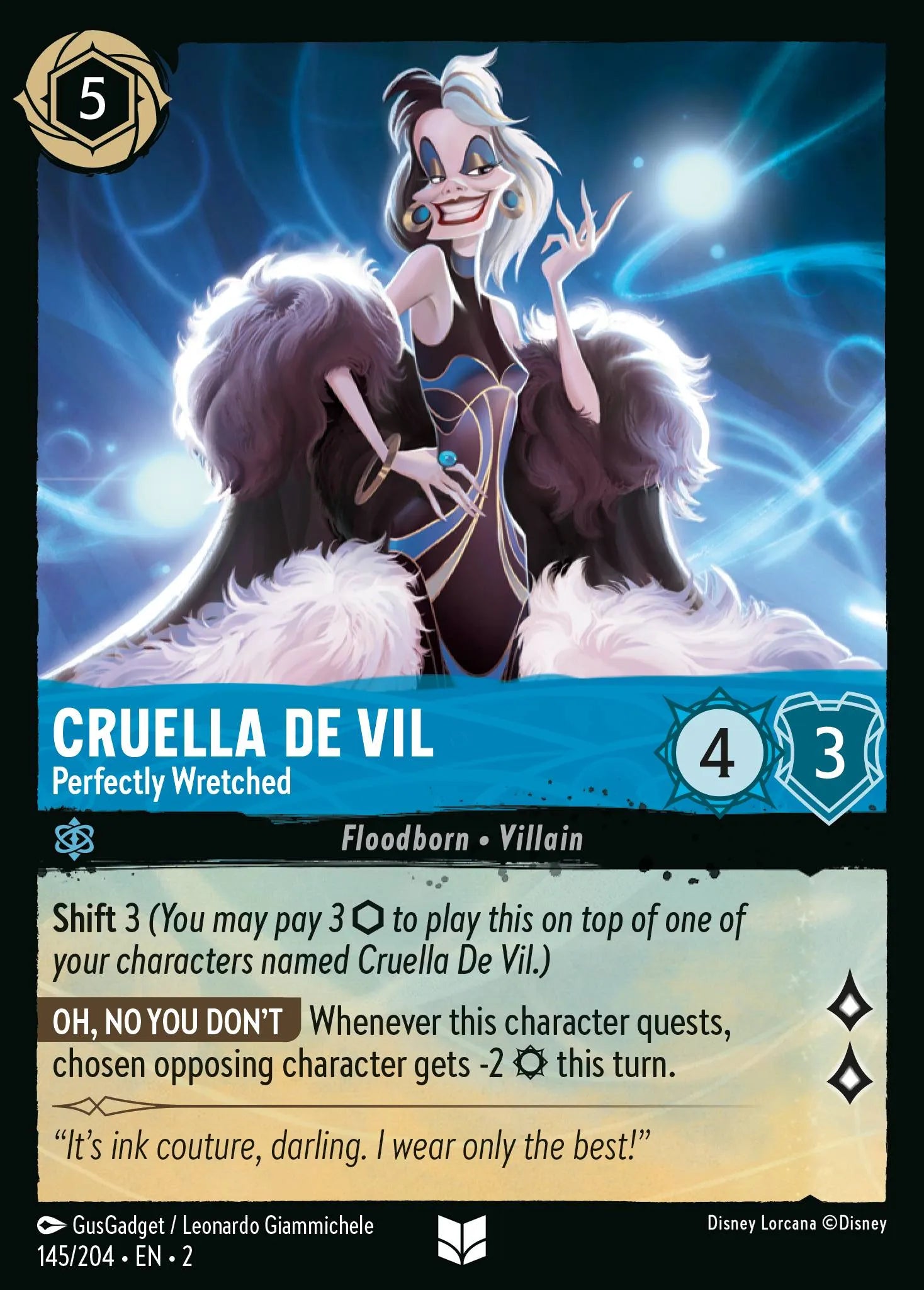 Cruella De Vil - Perfectly Wretched | Rise of the Floodborn #145 (Near Mint) | Disney Lorcana Single Australia (Near Mint)