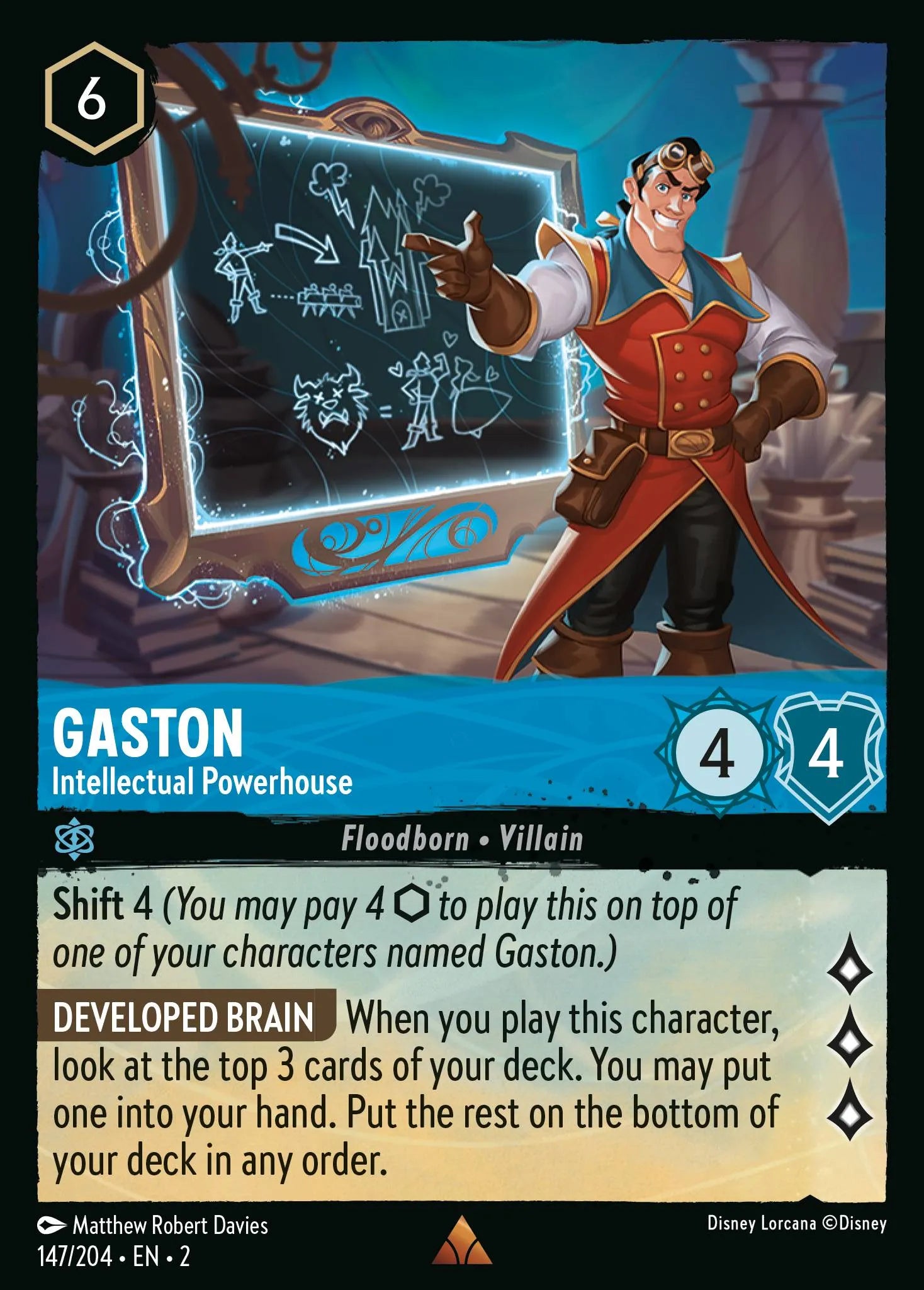 Gaston - Intellectual Powerhouse | Rise of the Floodborn #147 (Near Mint) | Disney Lorcana Single Australia (Near Mint)