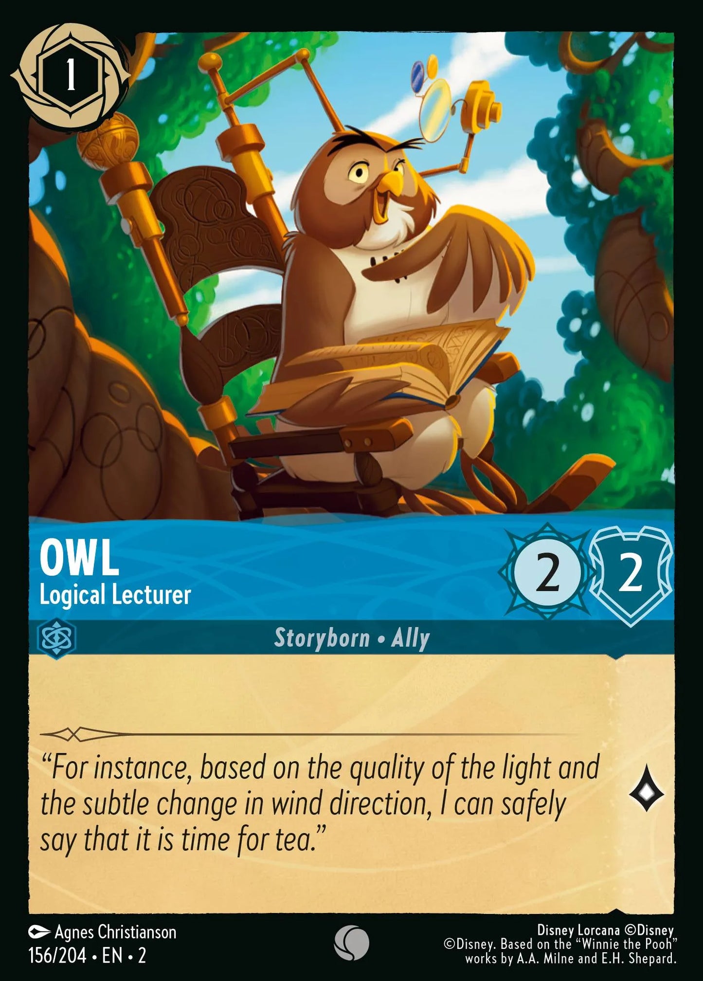 Owl - Logical Lecturer | Rise of the Floodborn #156 (Near Mint) | Disney Lorcana Single Australia (Near Mint)