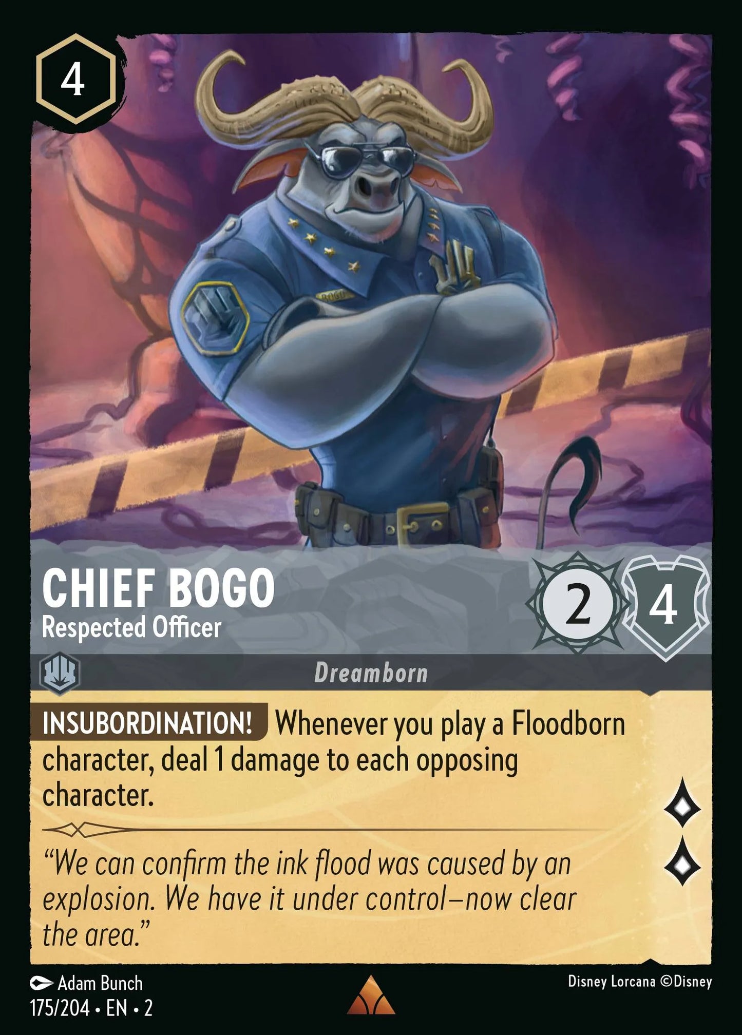 Chief Bogo - Respected Officer | Rise of the Floodborn #175 (Near Mint) | Disney Lorcana Single Australia (Near Mint)