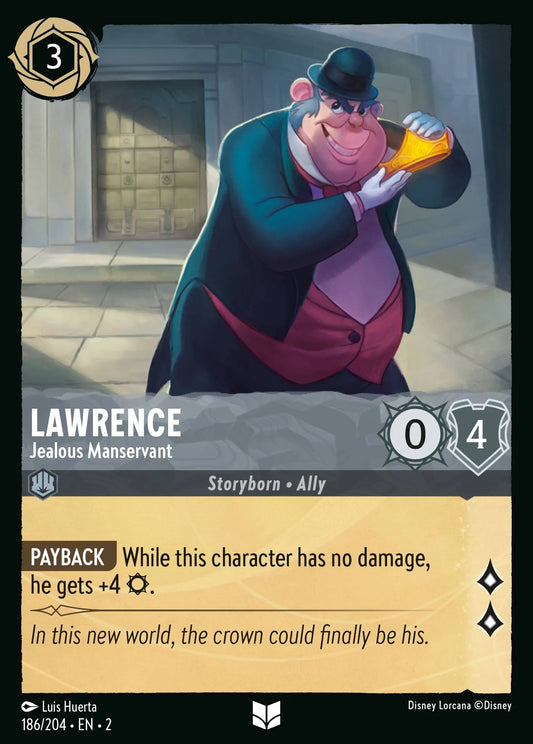 Lawrence - Jealous Manservant | Rise of the Floodborn #186 (Near Mint Foil) | Disney Lorcana Single Australia (Near Mint)