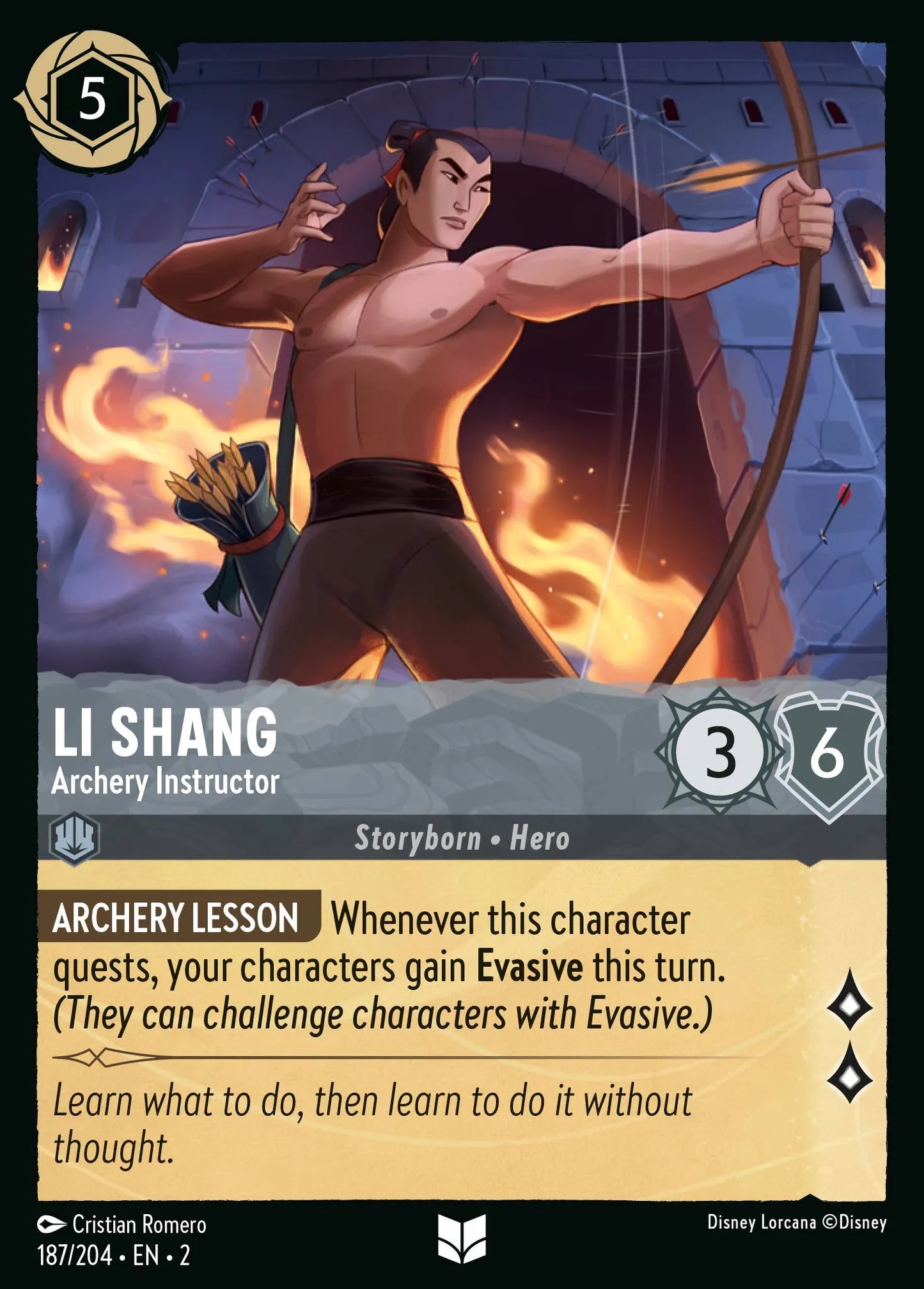 Li Shang - Archery Instructor | Rise of the Floodborn #187 (Near Mint Foil) | Disney Lorcana Single Australia (Near Mint)