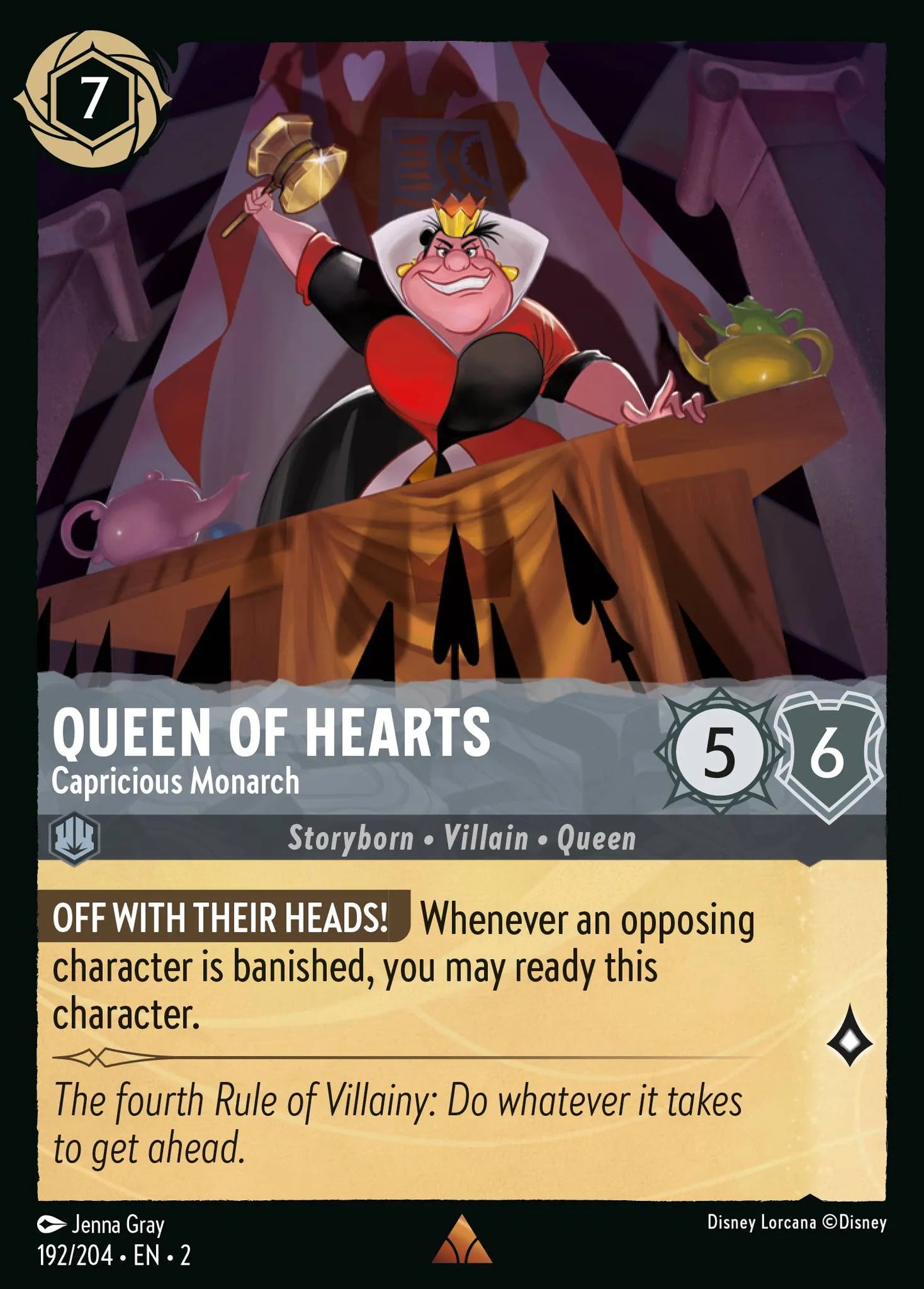 Queen of Hearts - Capricious Monarch | Rise of the Floodborn #192 (Near Mint Foil) | Disney Lorcana Single Australia (Near Mint)