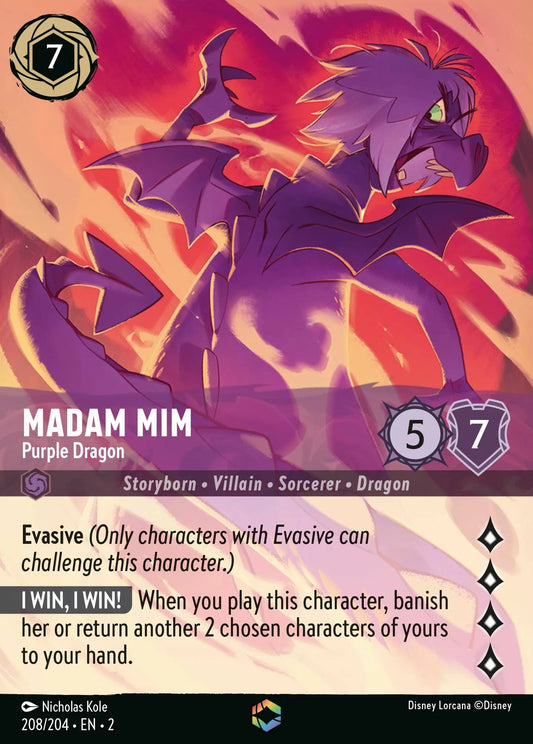 Madam Mim - Purple Dragon | Rise of the Floodborn #208 (Near Mint) | Disney Lorcana Single Australia (Near Mint)
