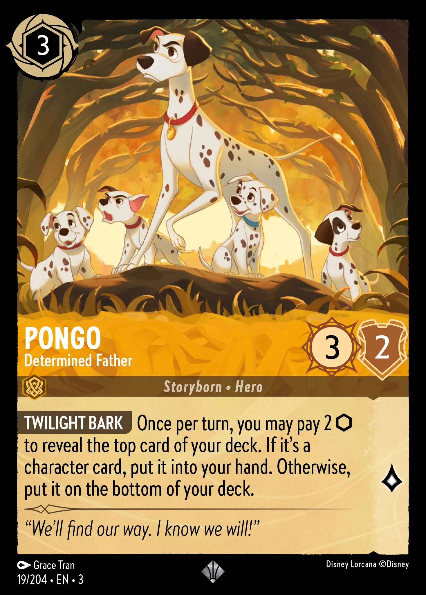 Pongo - Determined Father | Into the Inklands #19 (Near Mint Foil) | Disney Lorcana Single Australia (Near Mint)