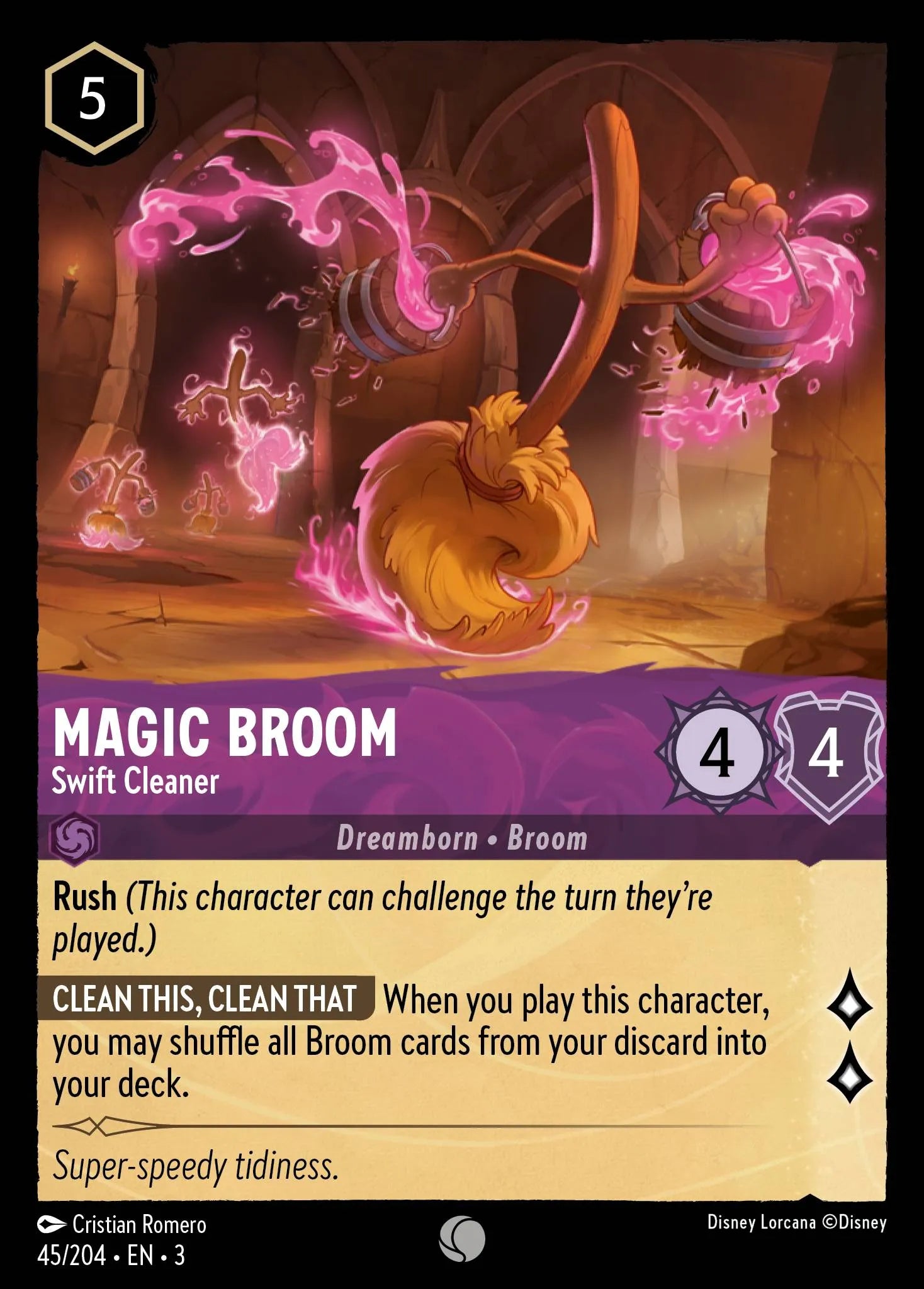 Magic Broom - Swift Cleaner | Into the Inklands #45 (Near Mint Foil) | Disney Lorcana Single Australia (Near Mint)