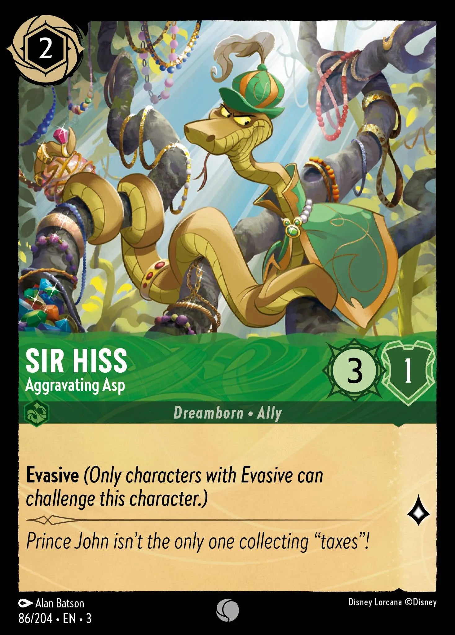 Sir Hiss - Aggravating Asp | Into the Inklands #86 (Near Mint Foil) | Disney Lorcana Single Australia (Near Mint)
