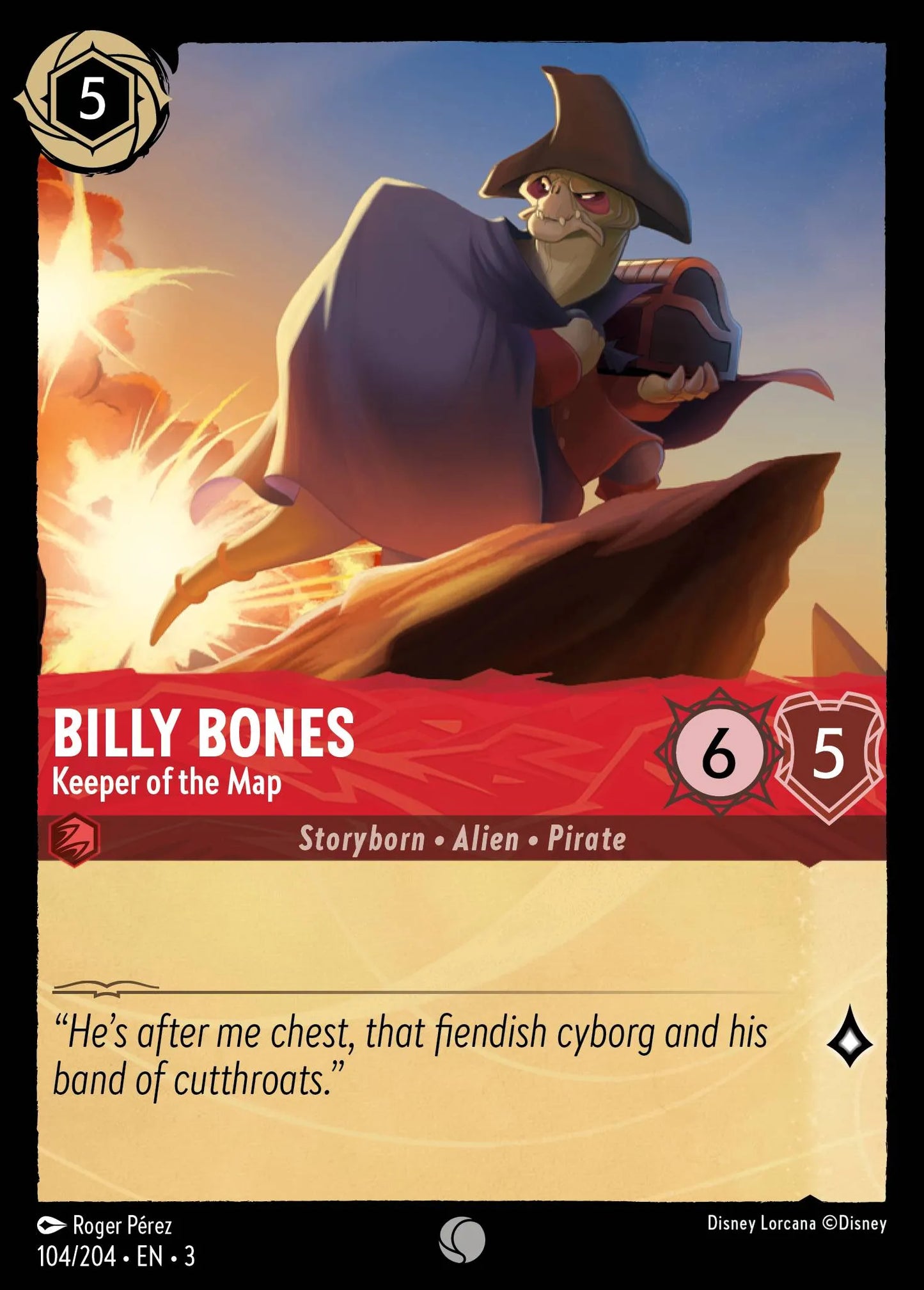 Billy Bones - Keeper of the Map | Into the Inklands #104 (Near Mint Foil) | Disney Lorcana Single Australia (Near Mint)