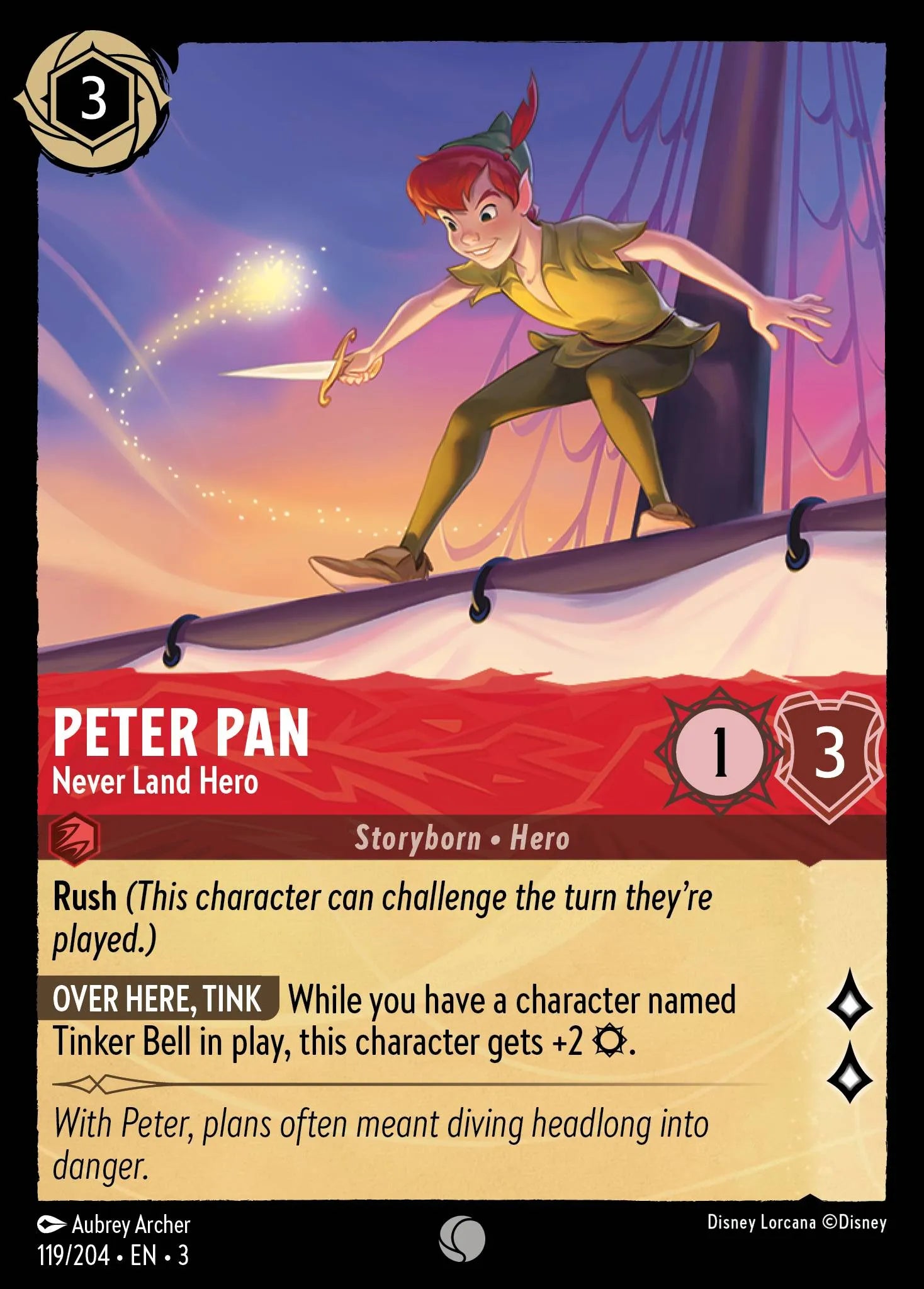 Peter Pan - Never Land Hero | Into the Inklands #119 (Near Mint Foil) | Disney Lorcana Single Australia (Near Mint)