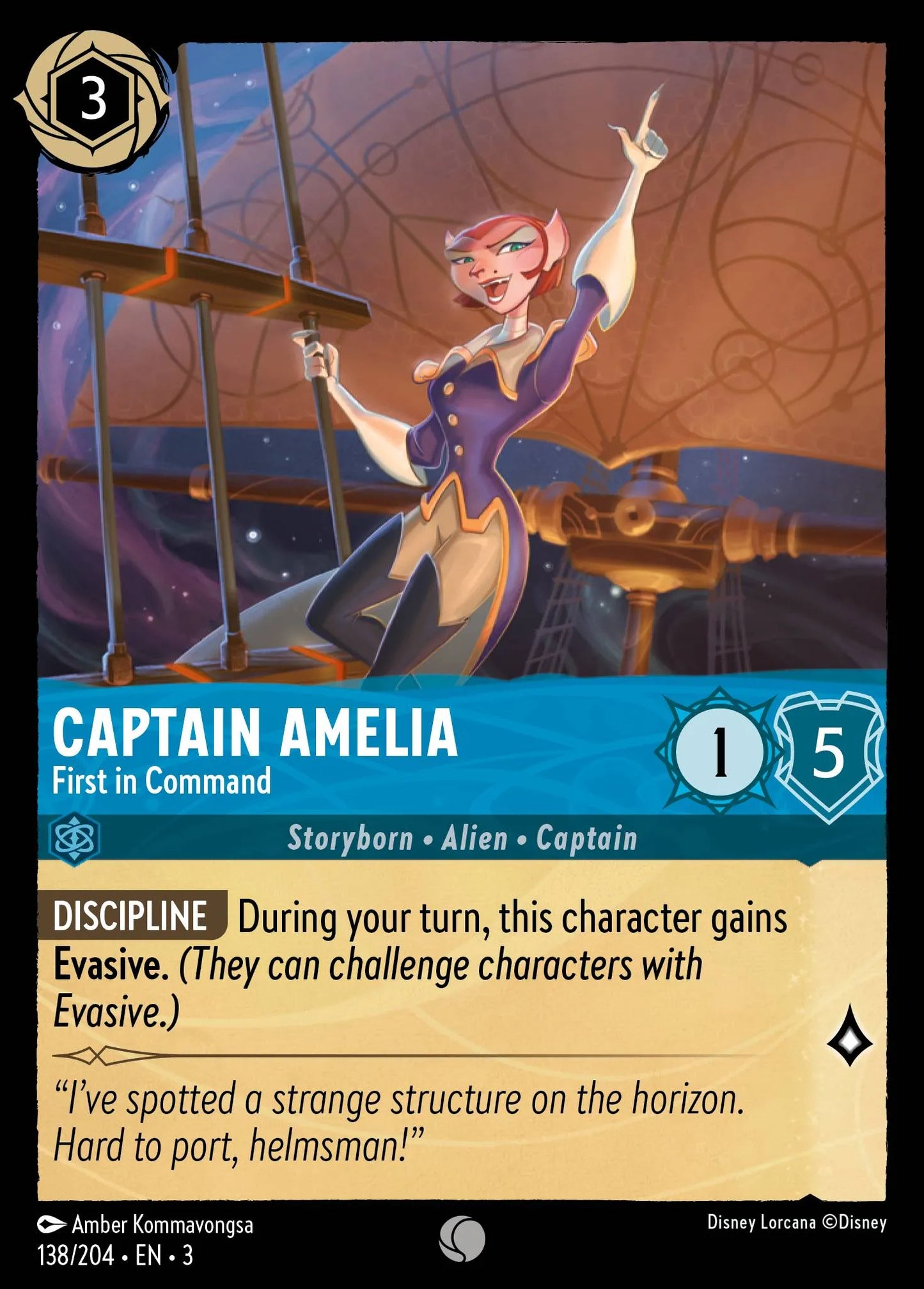 Captain Amelia - First in Command | Into the Inklands #138 (Near Mint) | Disney Lorcana Single Australia (Near Mint)