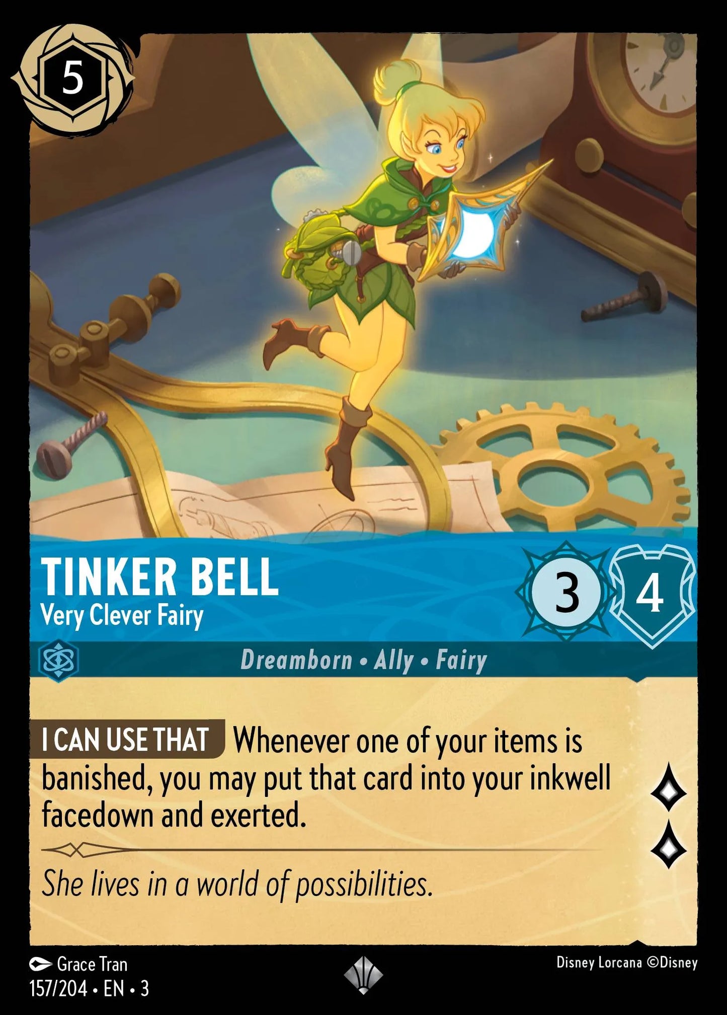 Tinker Bell - Very Clever Fairy | Into the Inklands #157 (Near Mint) | Disney Lorcana Single Australia (Near Mint)