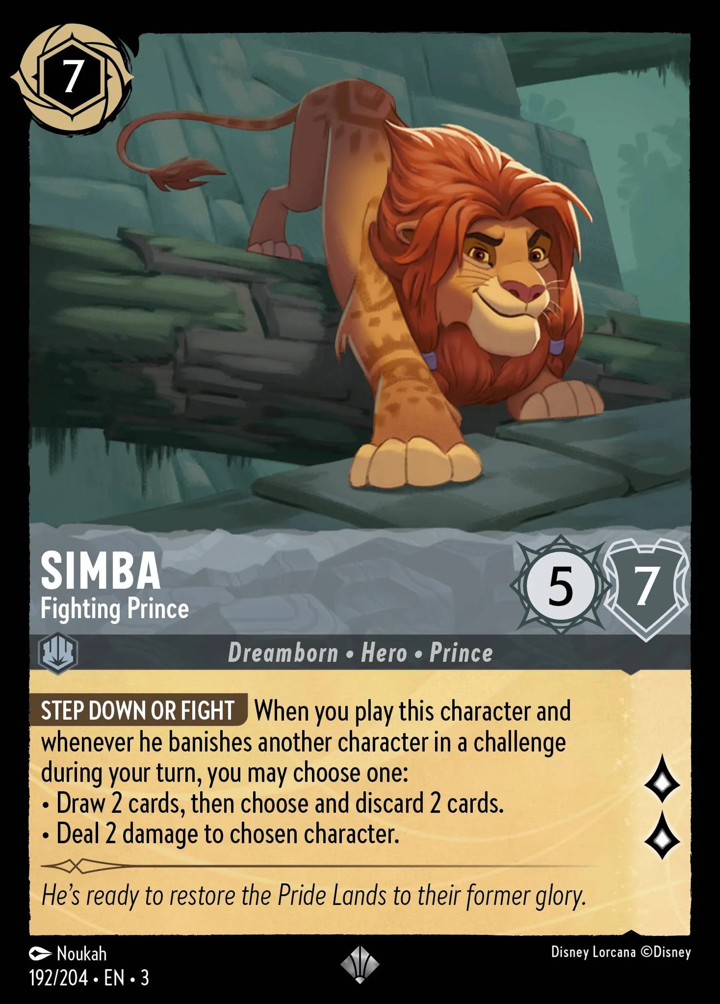 Simba - Fighting Prince | Into the Inklands #192 (Near Mint) | Disney Lorcana Single Australia (Near Mint)